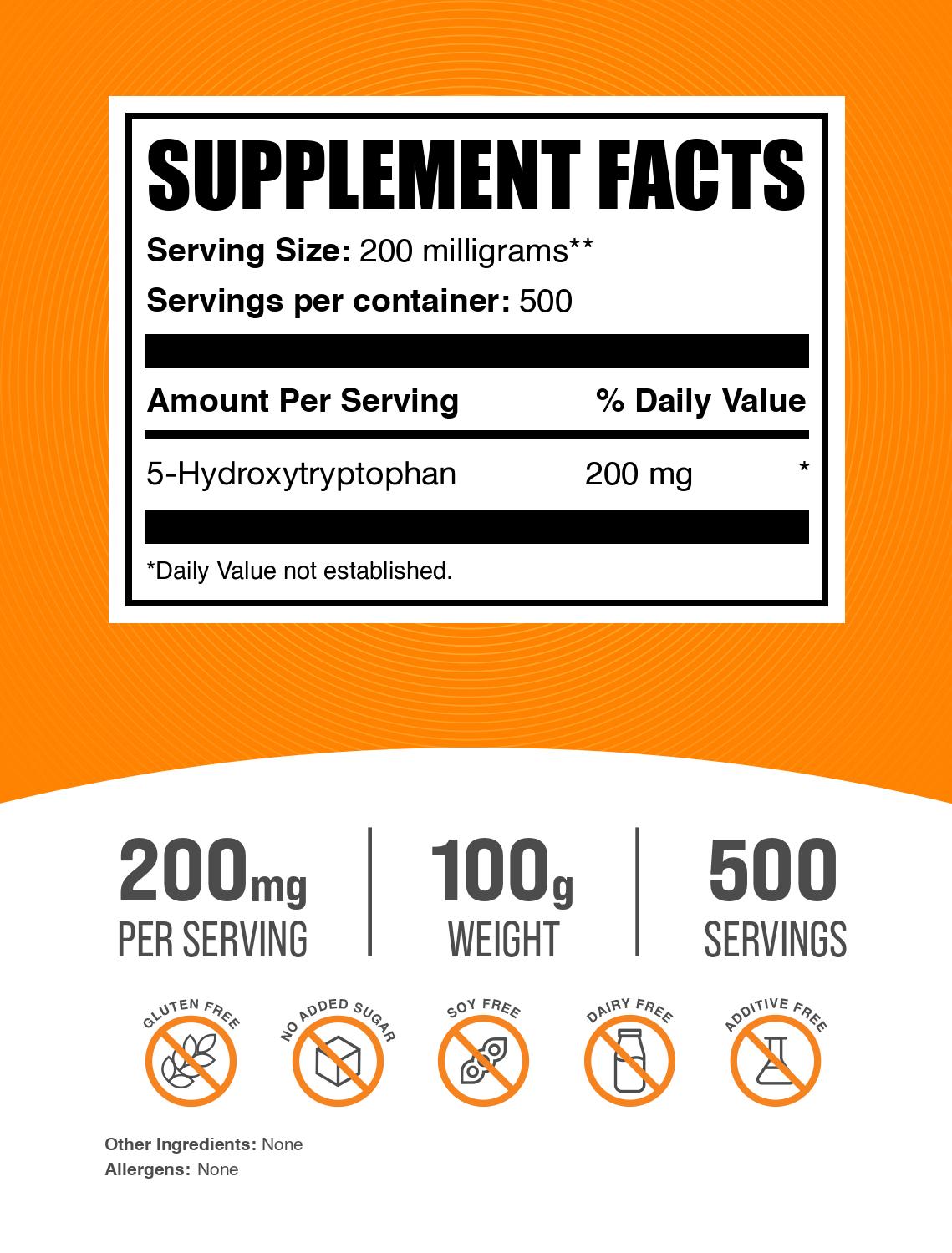 5-HTP powder label 100g