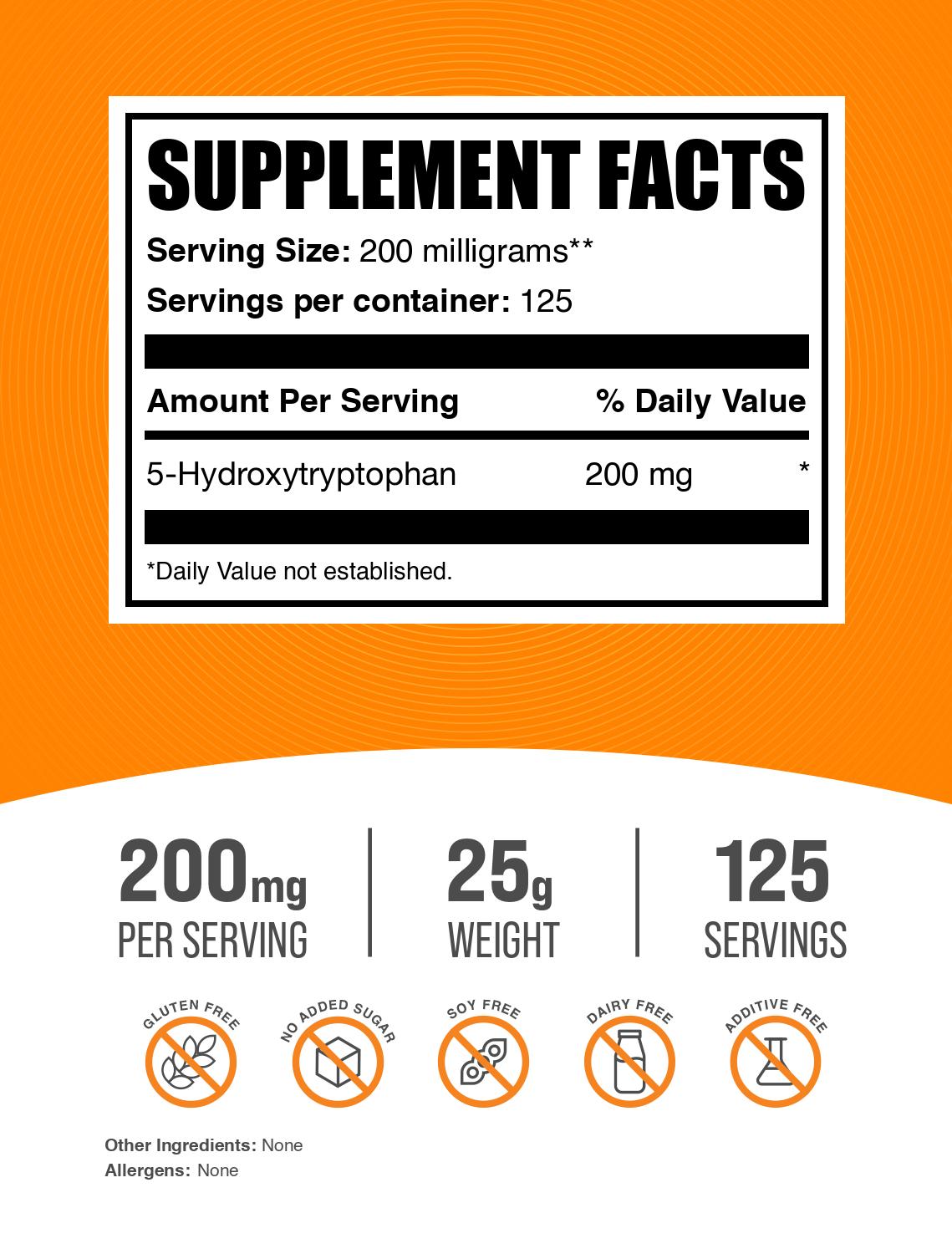 5-HTP powder label 25g