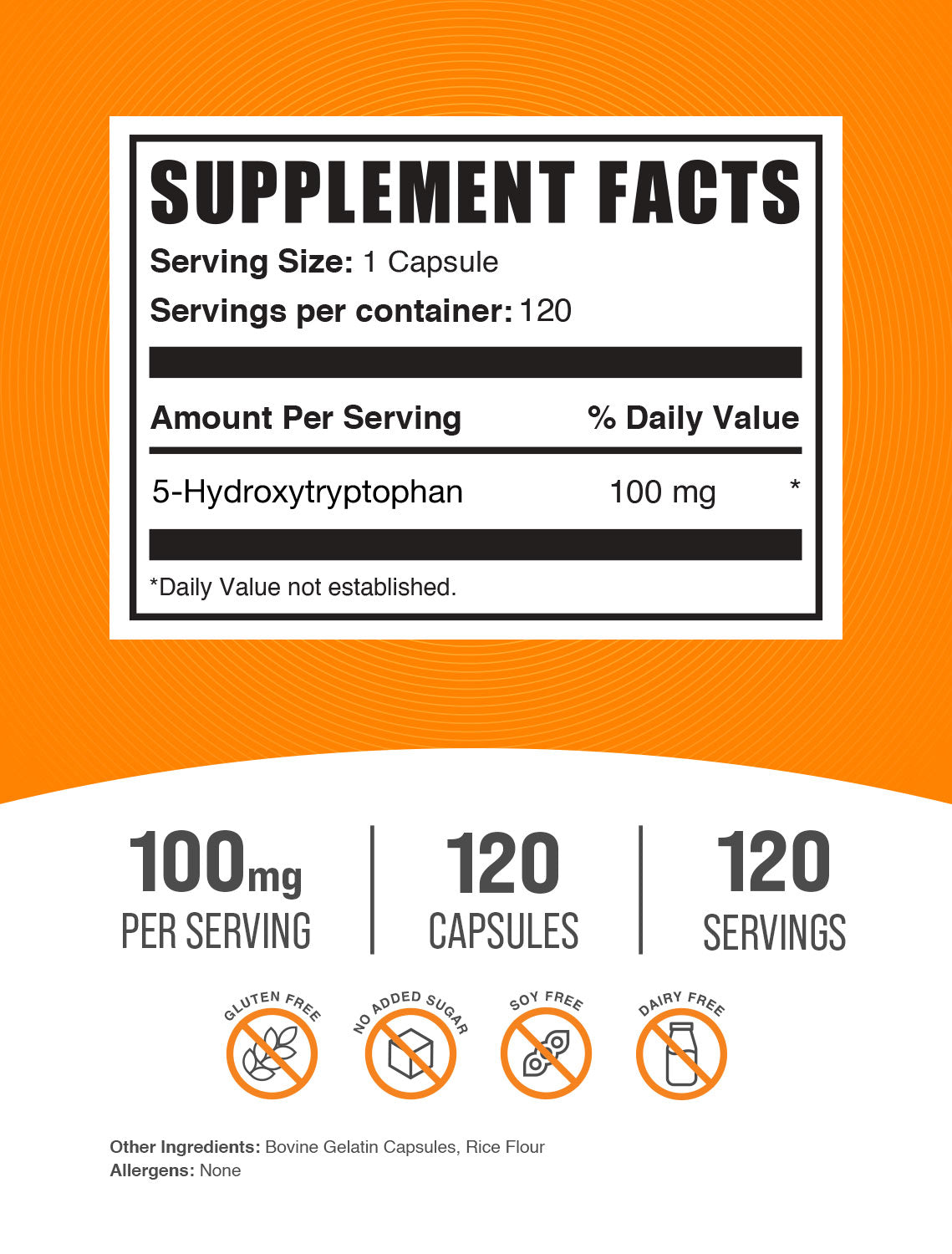 5 htp 120ct 100mg capsules label 