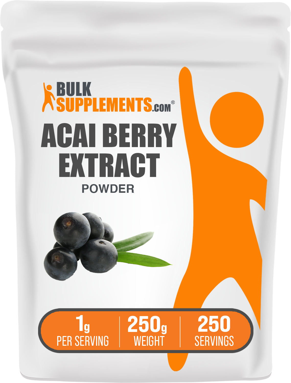 BulkSupplements.com Acai Berry Extract Powder 250 grams bag