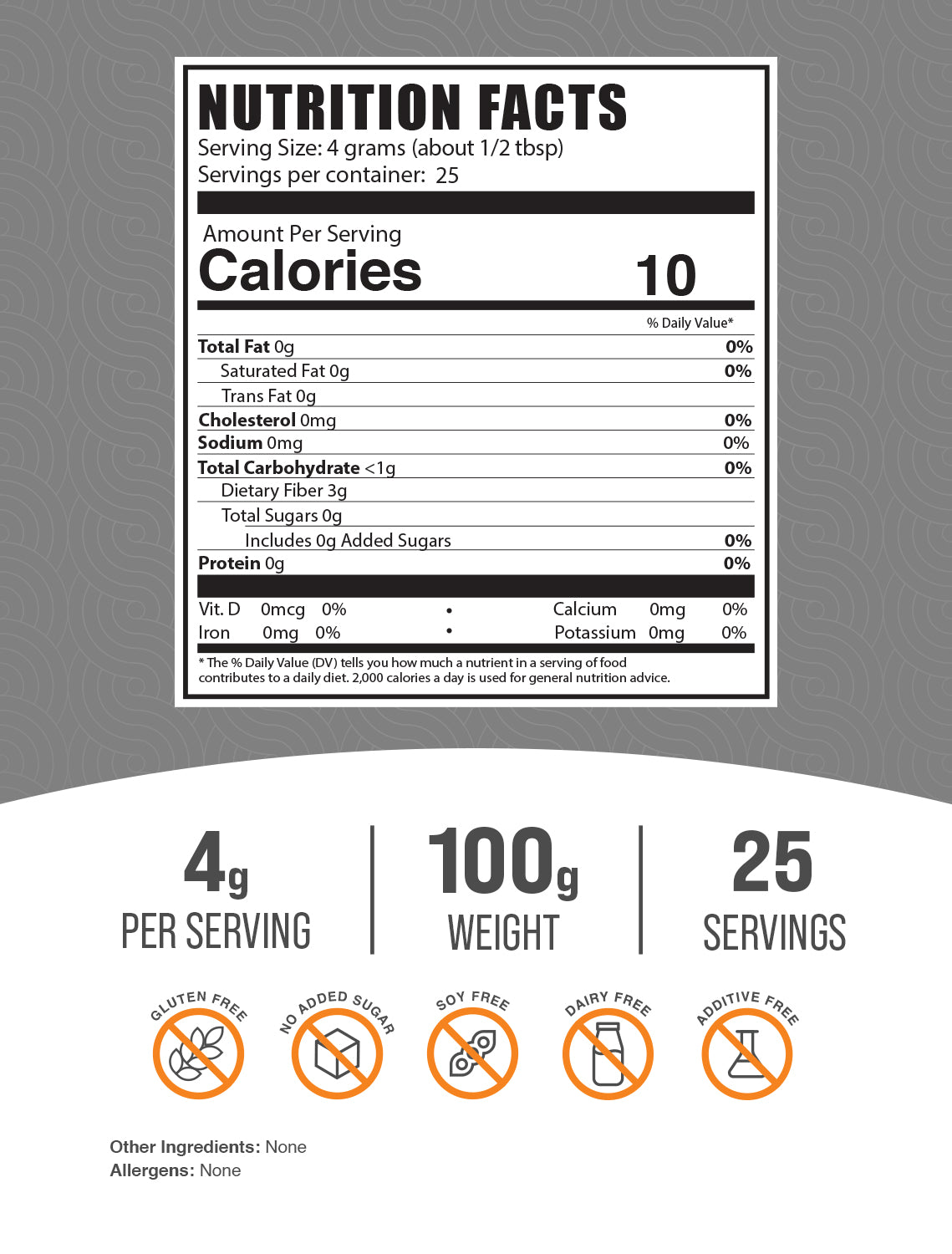 Agar Agar powder label 100g