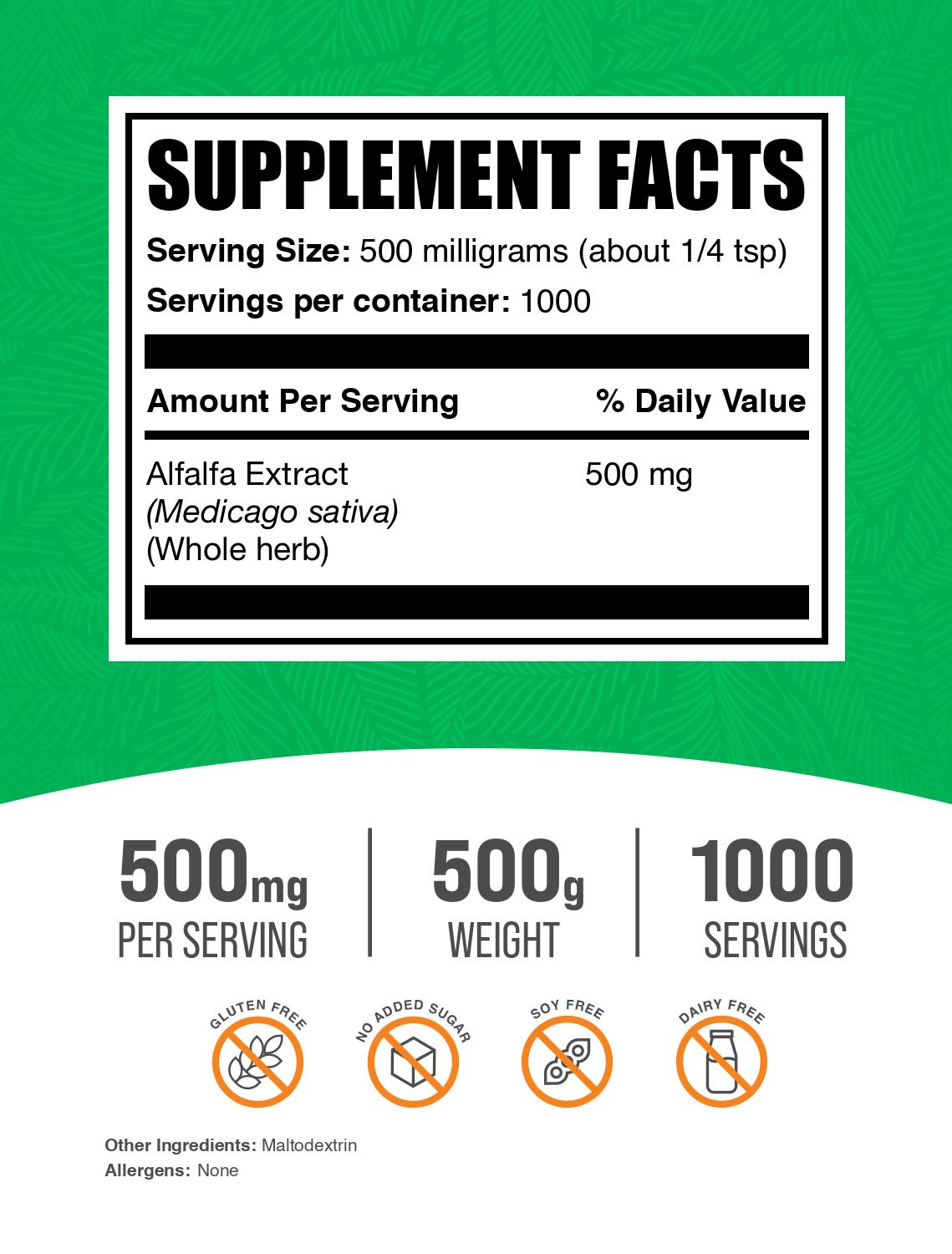 Alfalfa Extract powder label 500g