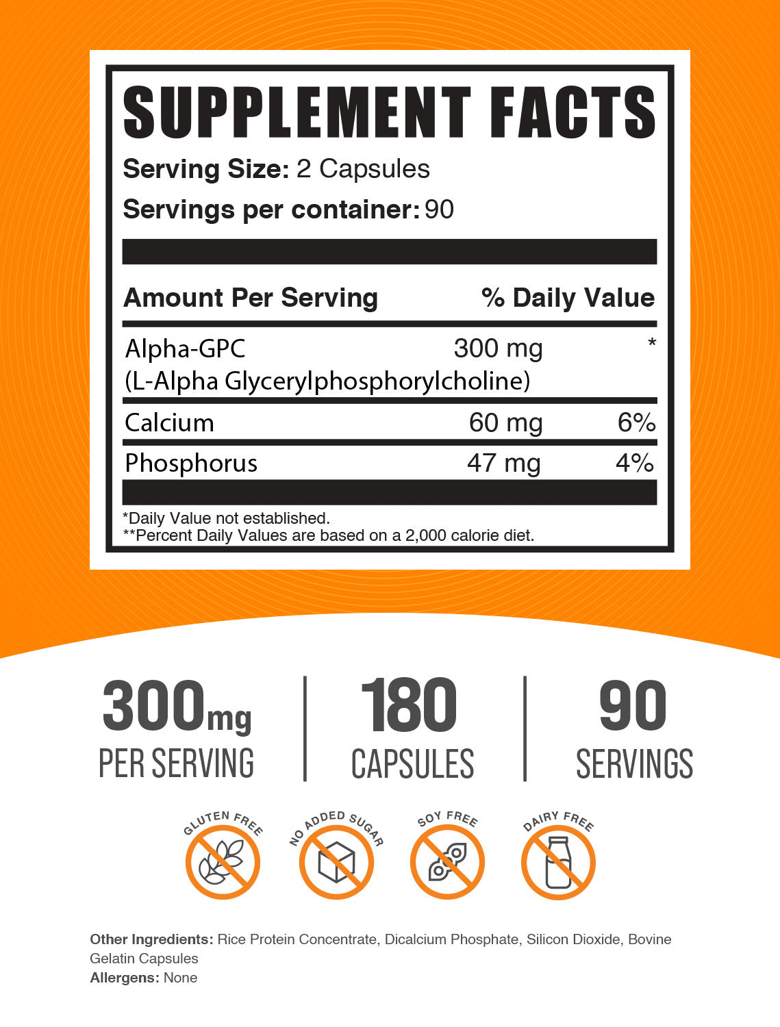 Alpha GPC Capsules 180 ct label