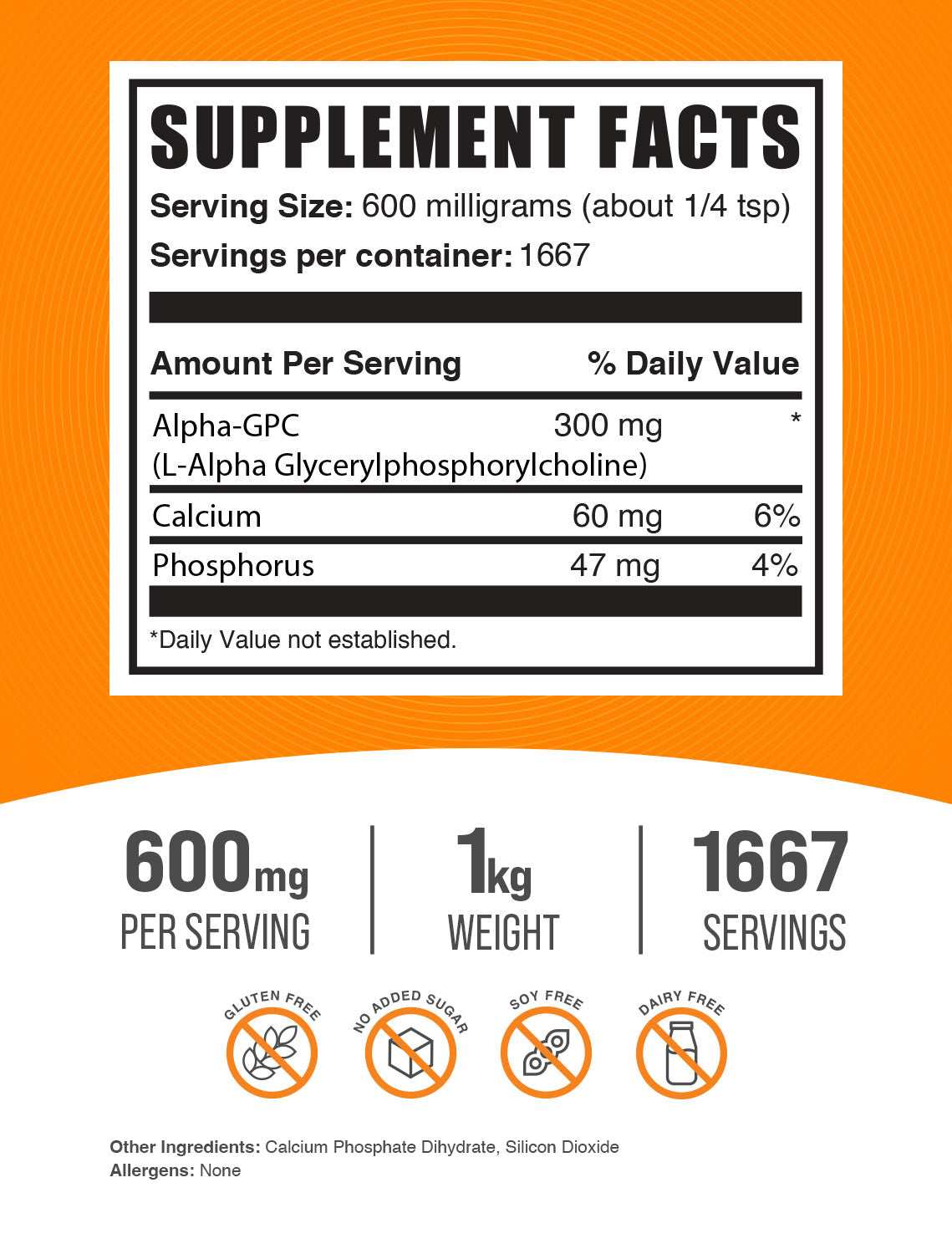 Alpha GPC powder label 1kg