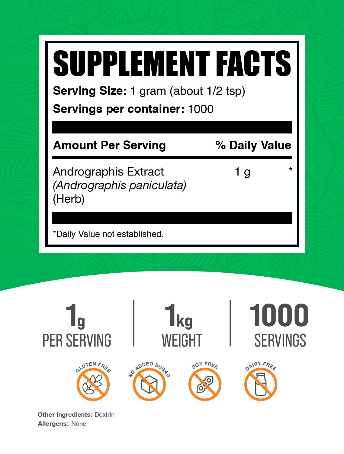 Andrographis extract powder label 1kg