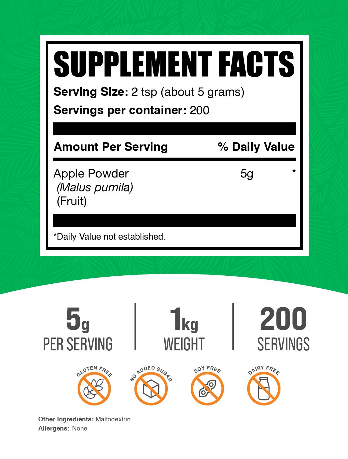 Apple powder label 1kg