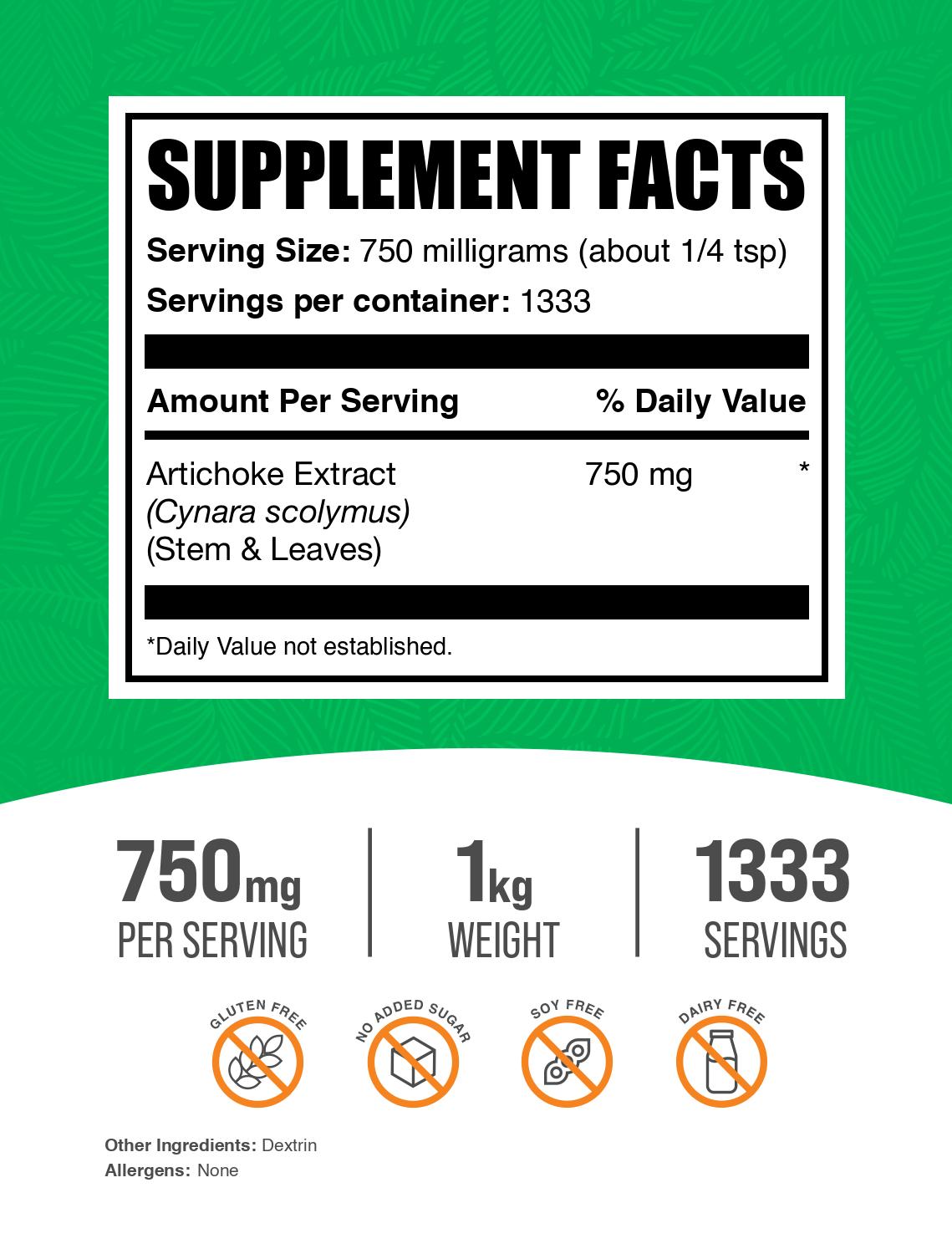 Artichoke extract powder label 1kg