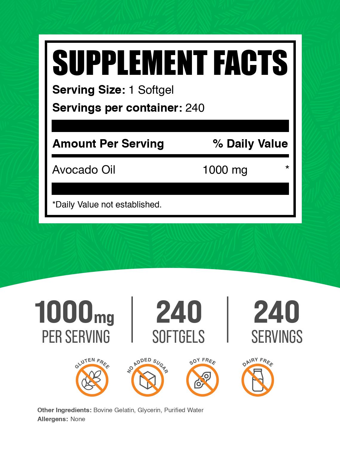 Avocado oil softgels label 240 ct