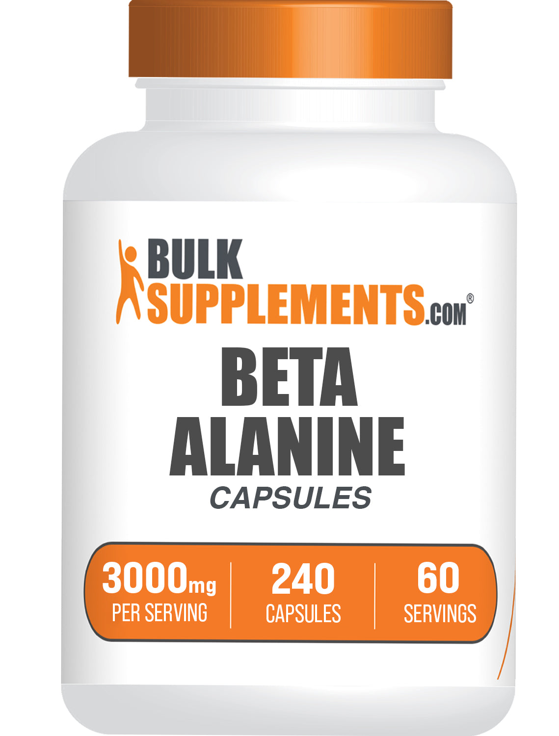 BulkSupplements.com Beta Alanine 3000mg Capsules 240ct bottle image
