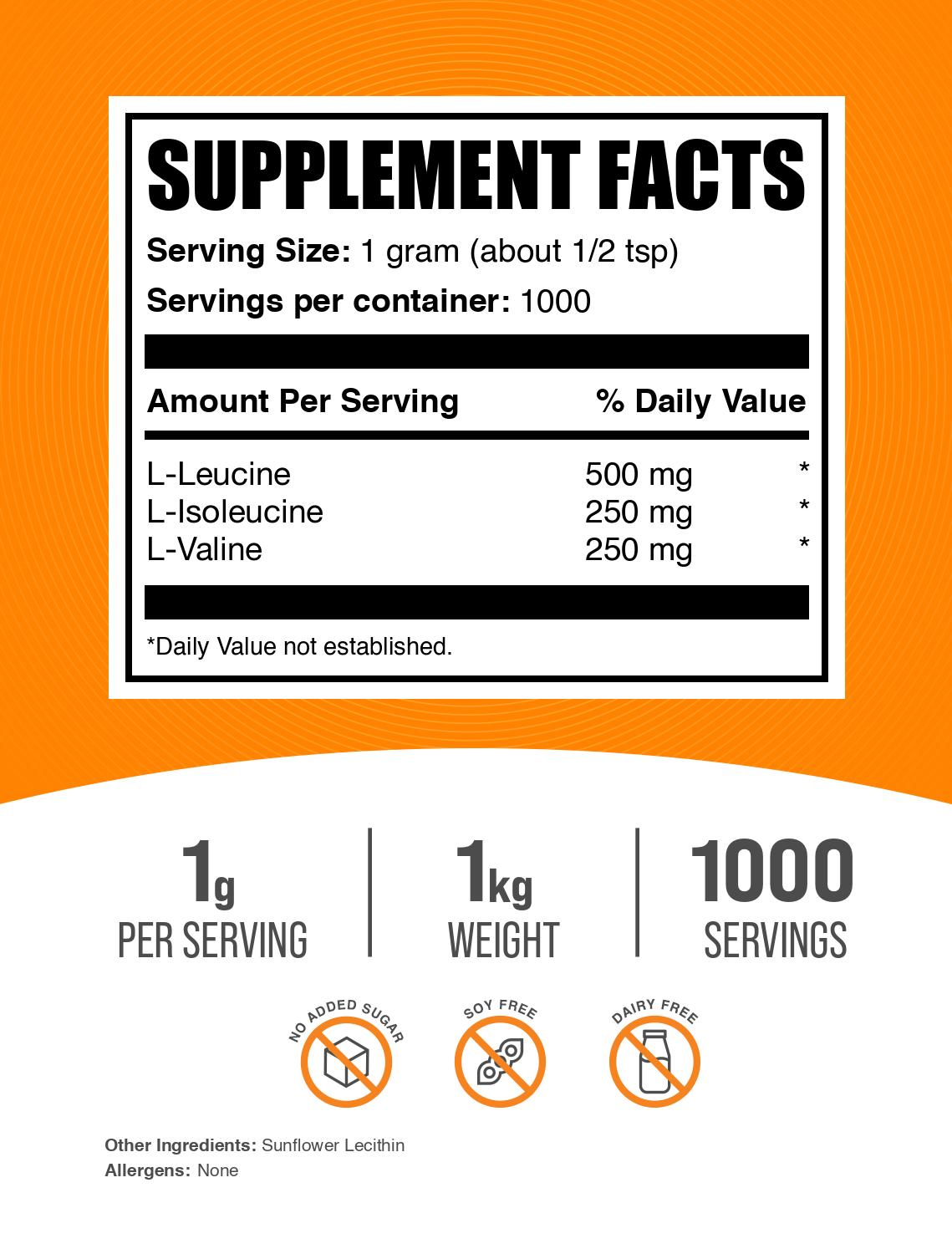 BCAA 2:1:1 powder label 1kg