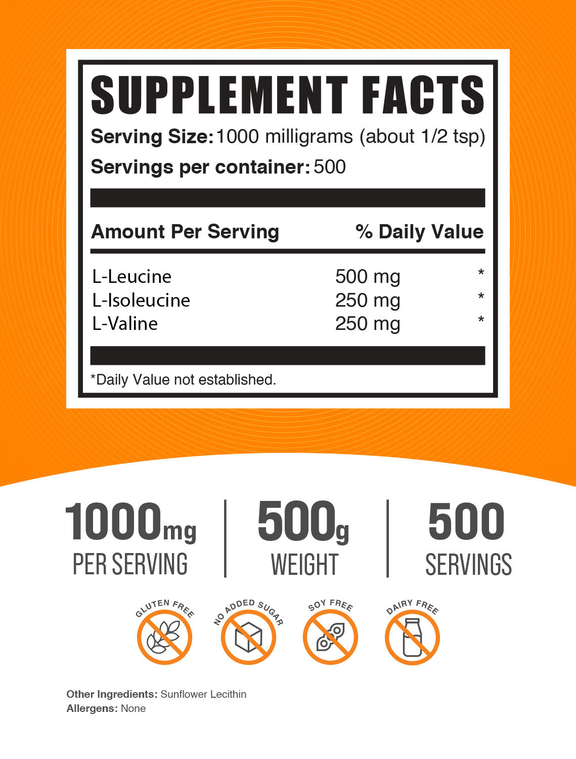 BCAA 2:1:1 500g Label