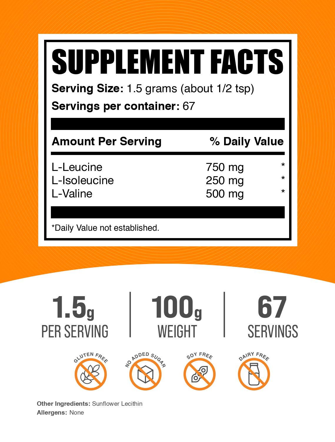 BCAA 3:1:2 powder label 100g