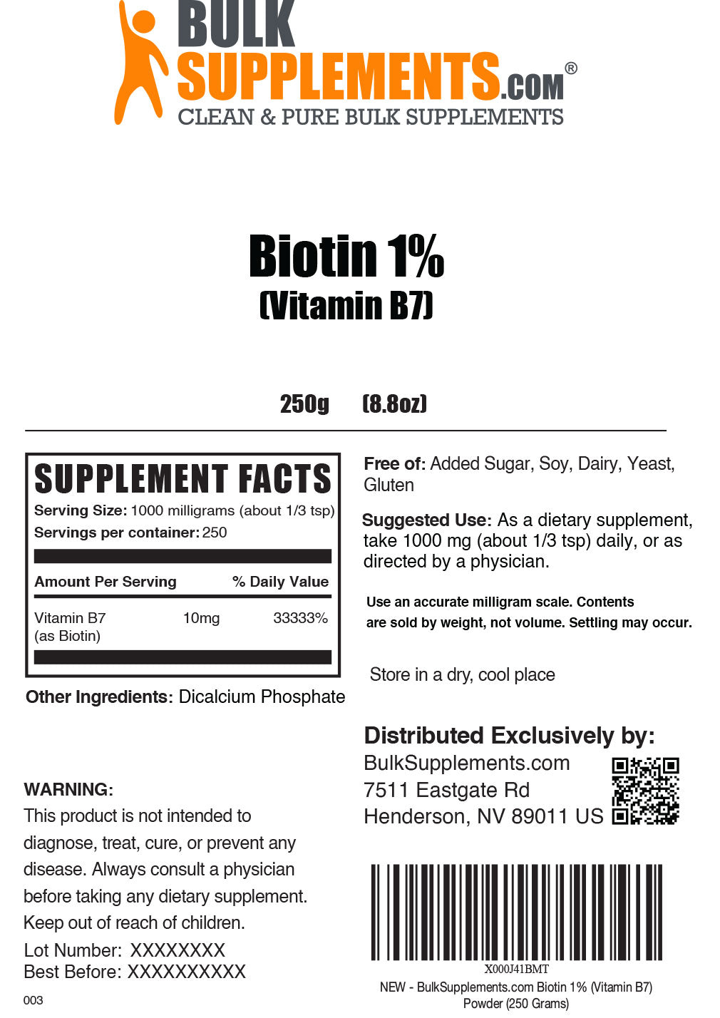 Biotin 1% powder label 250g