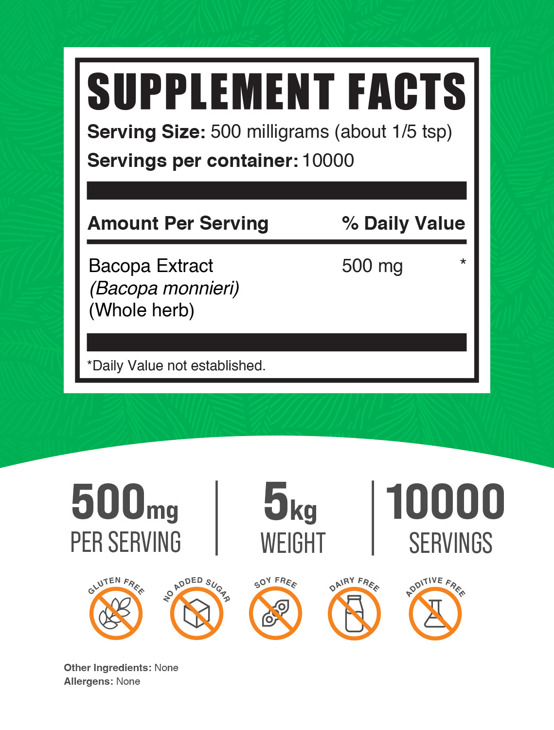 Bacopa extract powder label 5kg