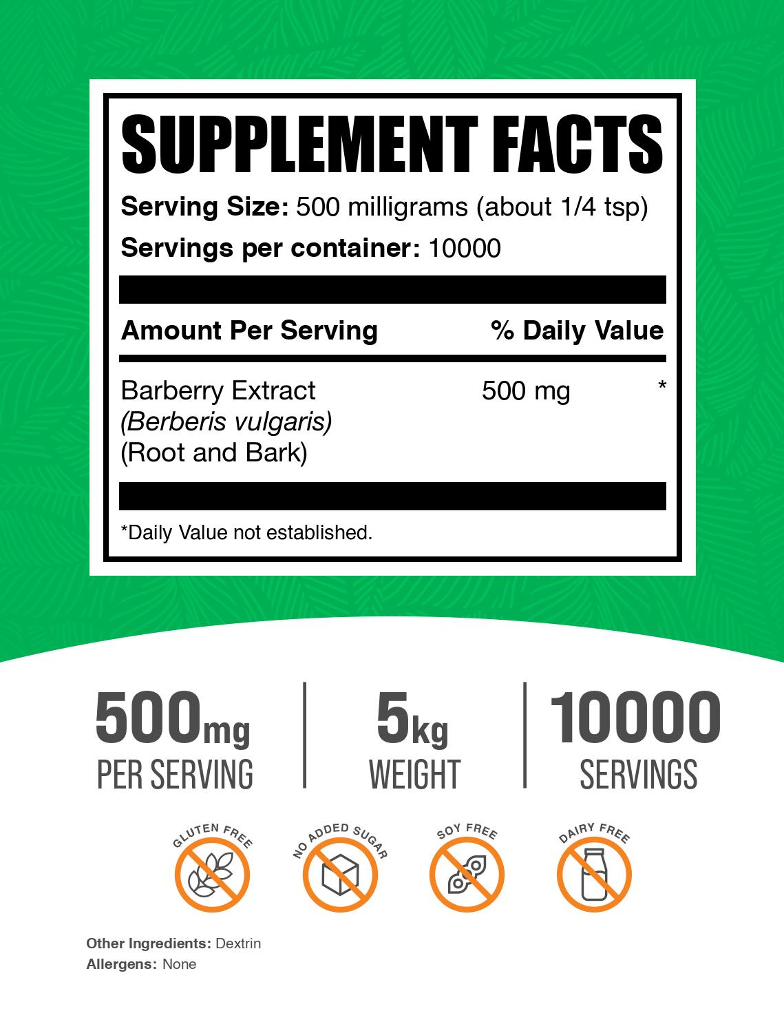 Barberry extract powder label 5kg