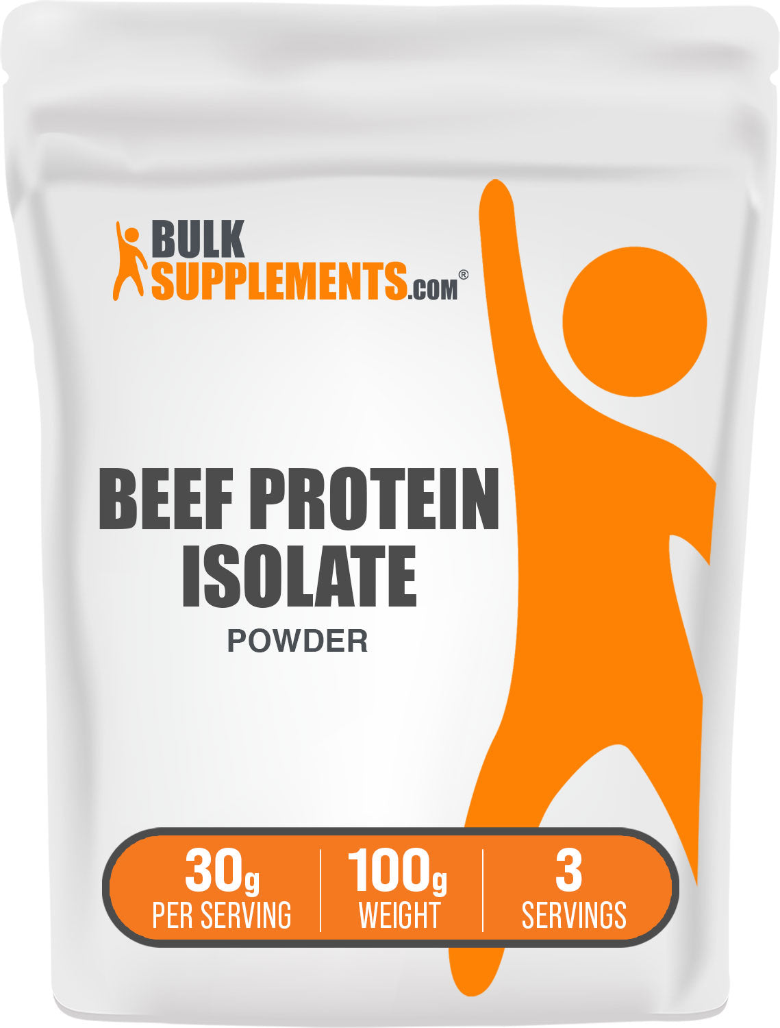 BulkSupplements.com Beef Protein Isolate powder bag 100g