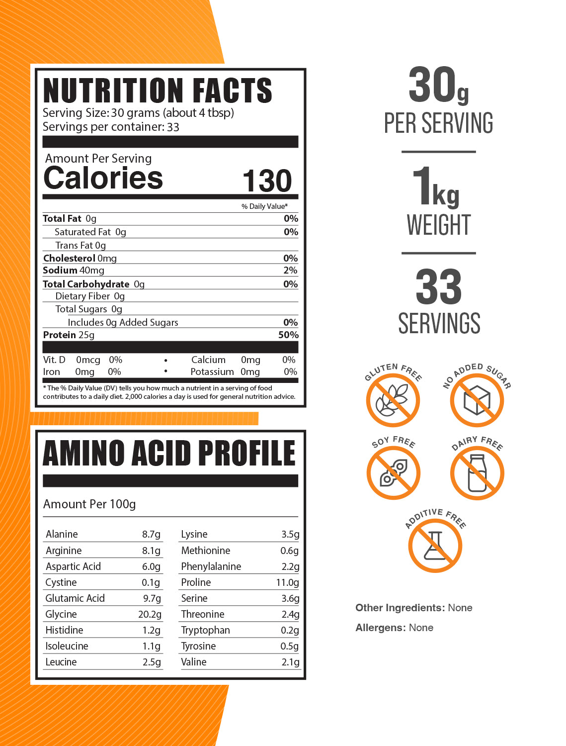 Beef Protein Isolate powder label 1kg