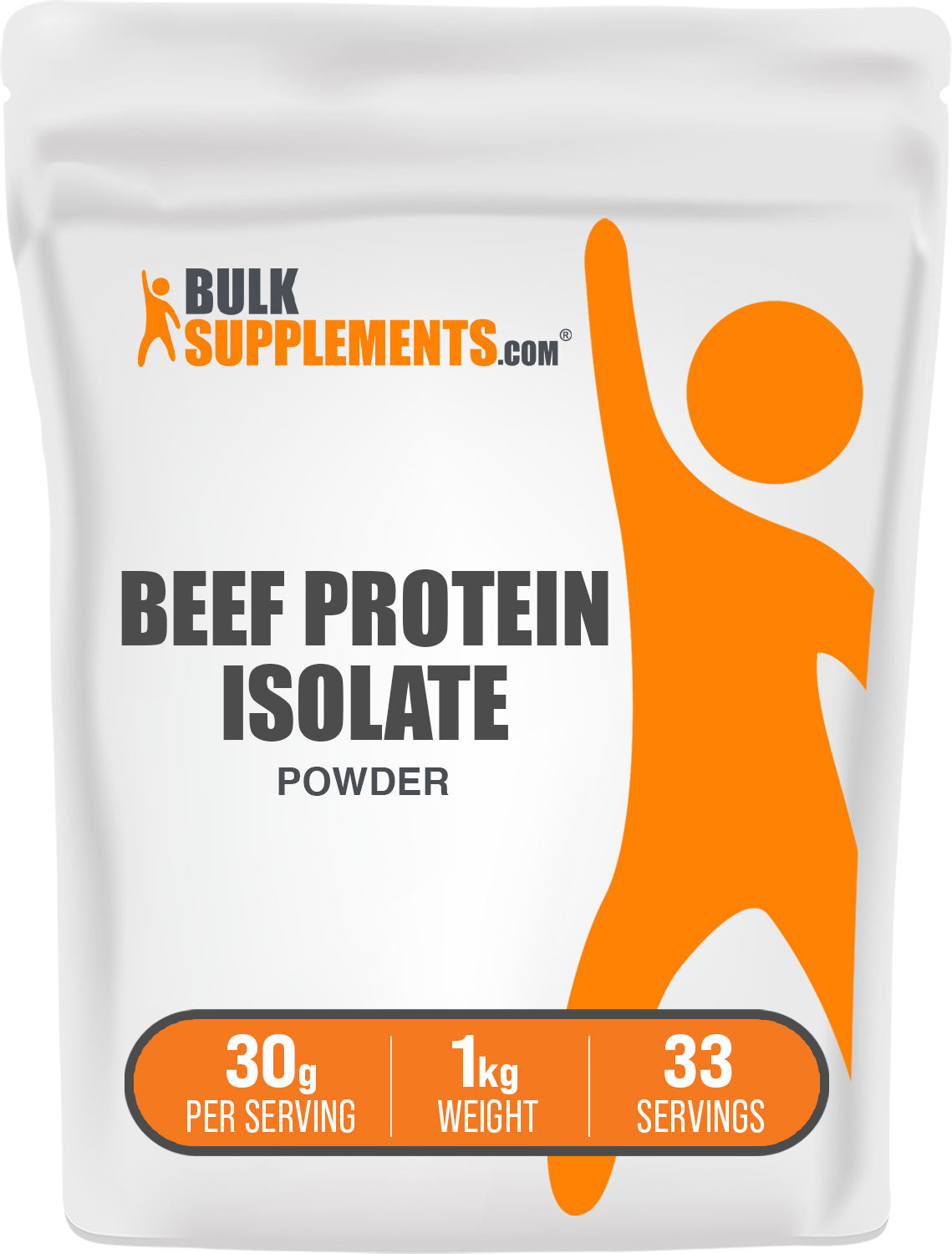 BulkSupplements.com Beef Protein Isolate powder bag 1kg