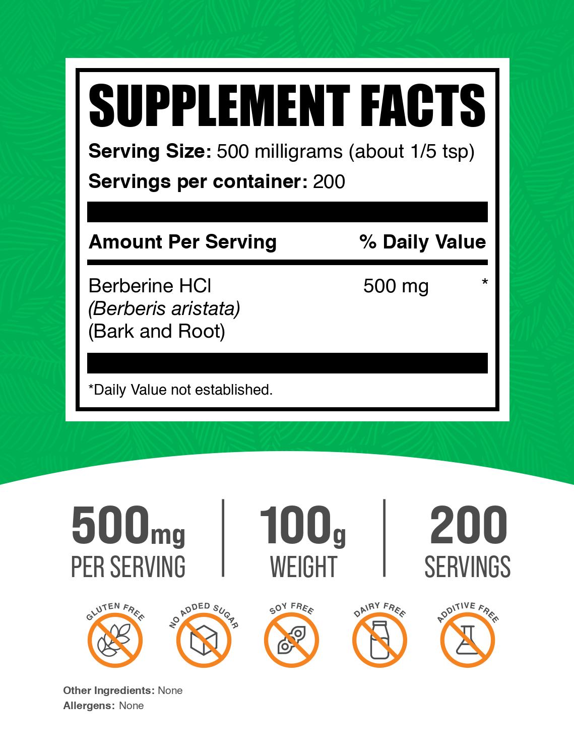 Berberine HCl powder label 100g