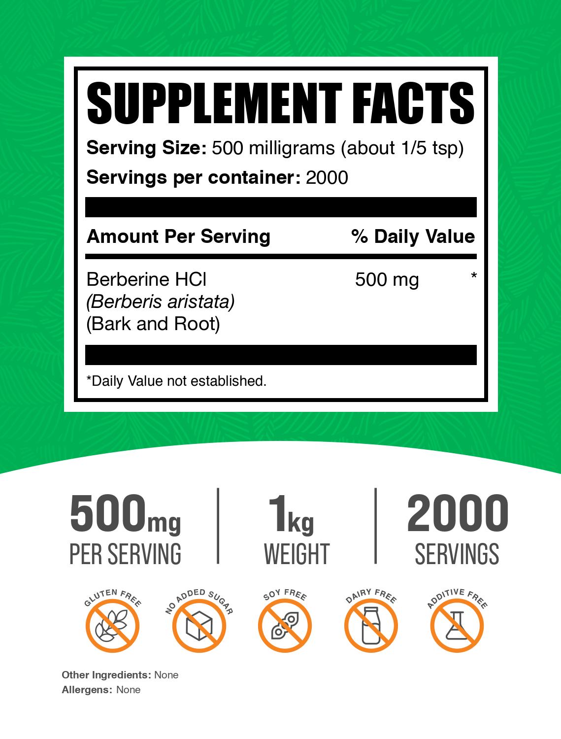 Berberine HCl powder label 1kg