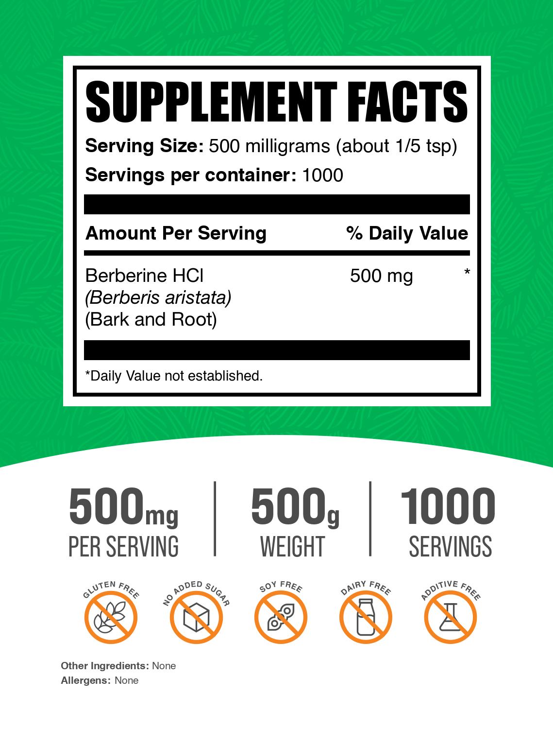 Berberine HCl powder label 500g