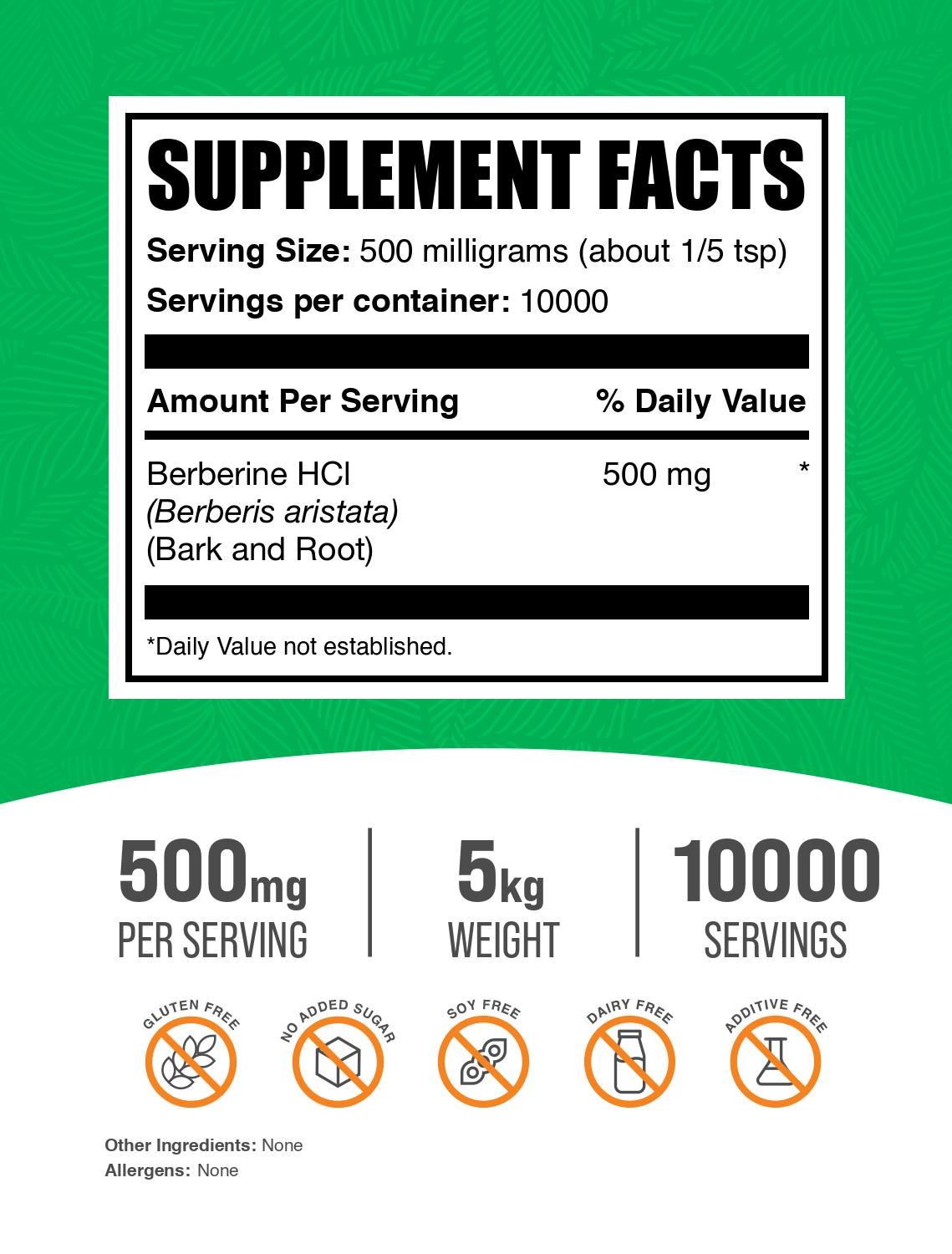 Berberine HCl powder label 5kg