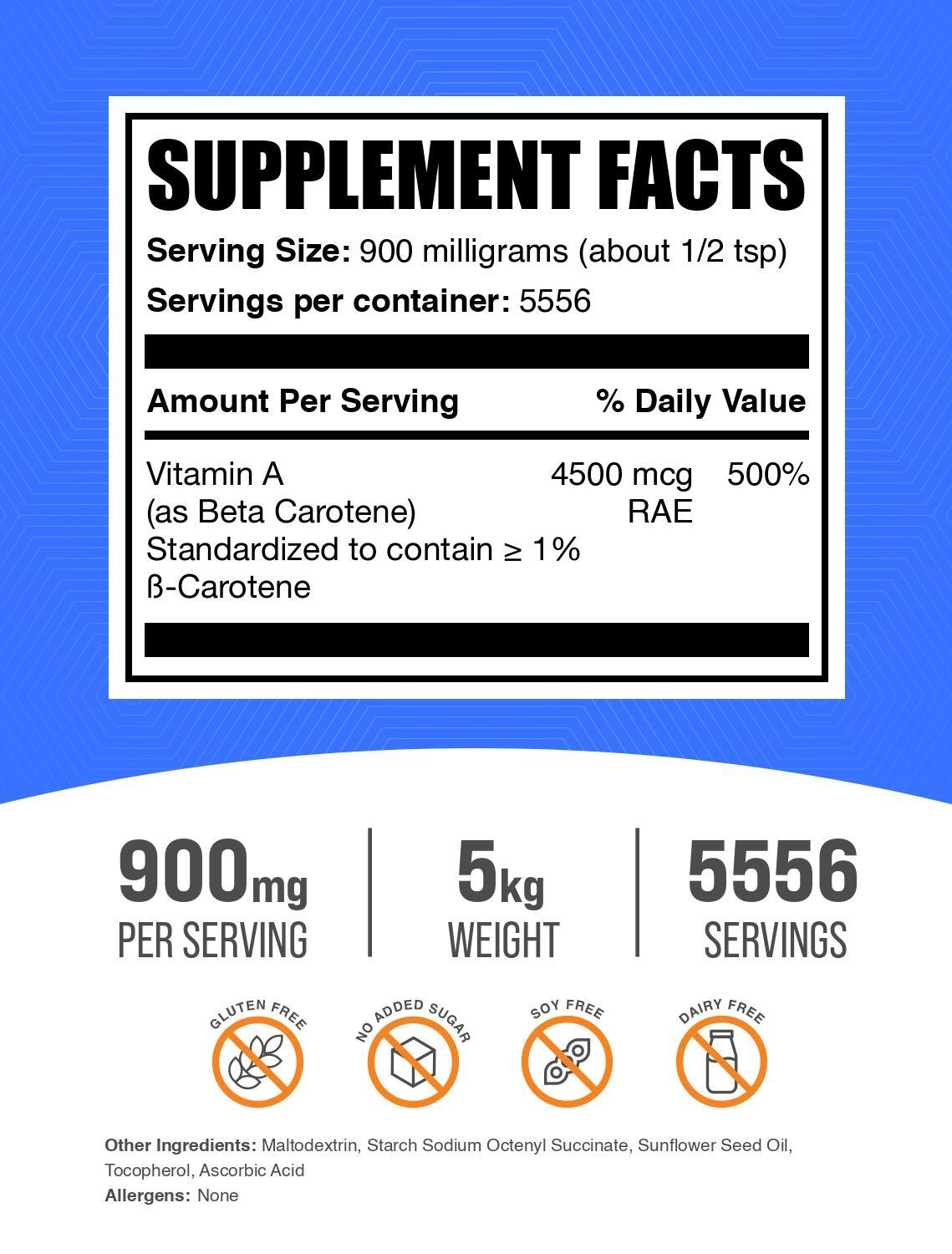 Beta Carotene powder label 5kg