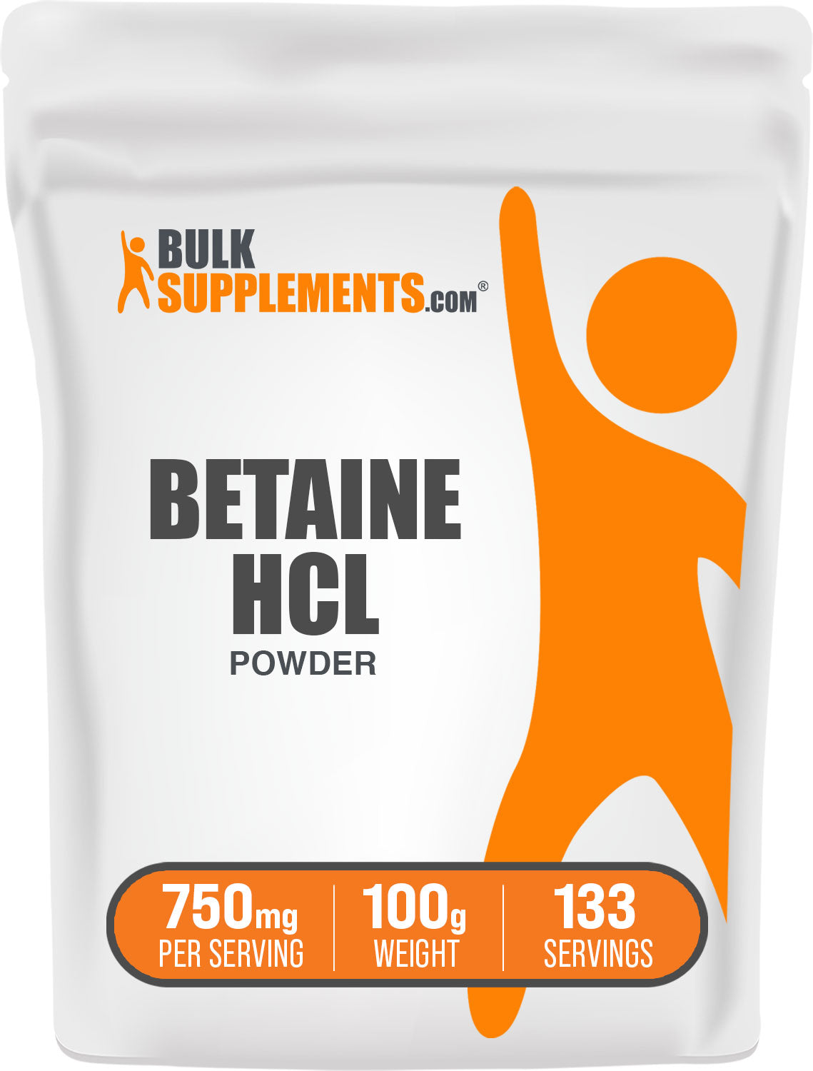 BulkSupplements.com Betaine HCl powder 100g bag image