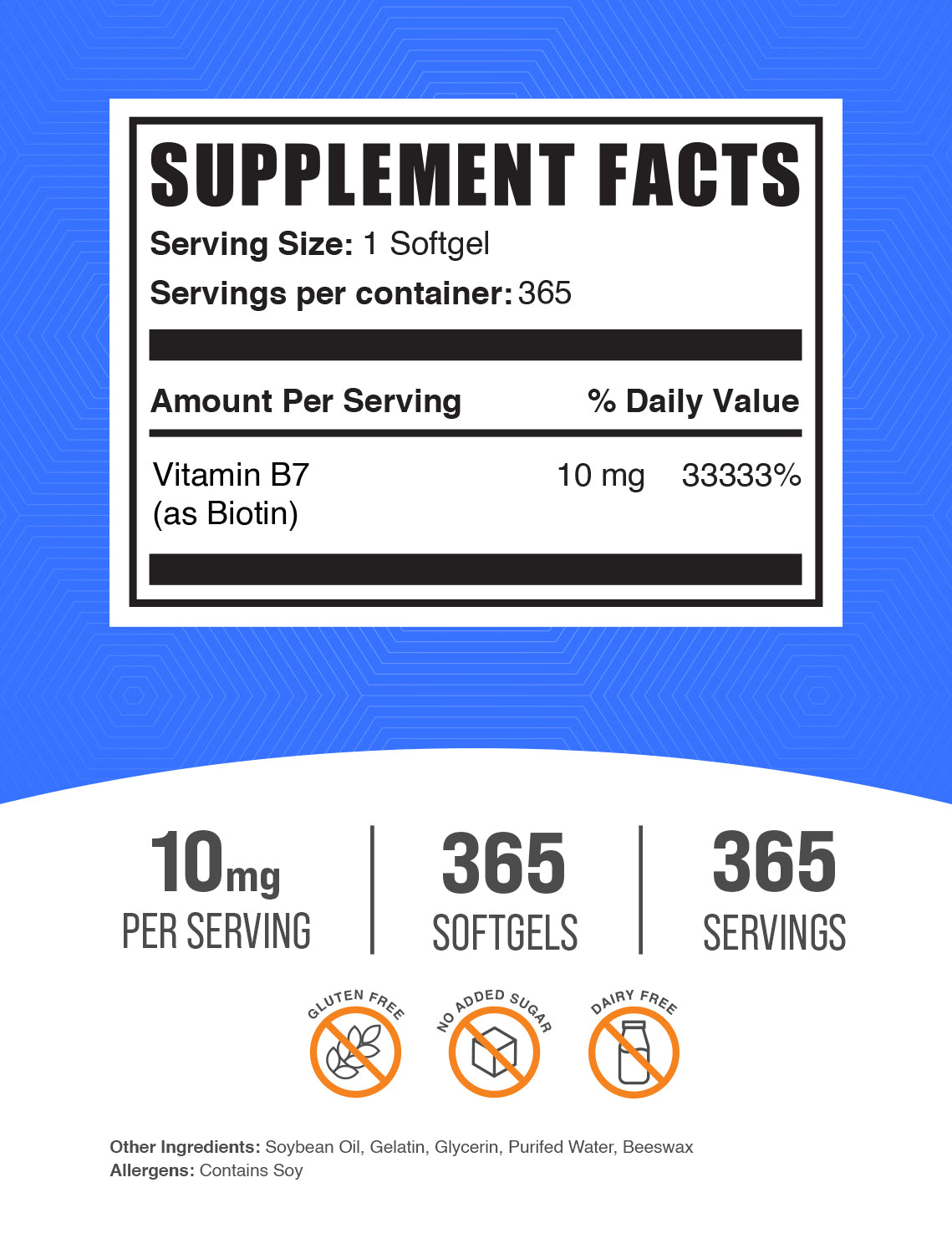 Biotin softgels 365 ct label