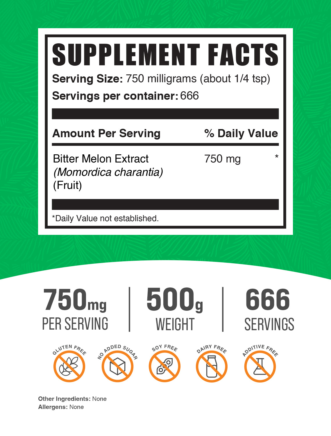 Bitter melon extract powder label 500g