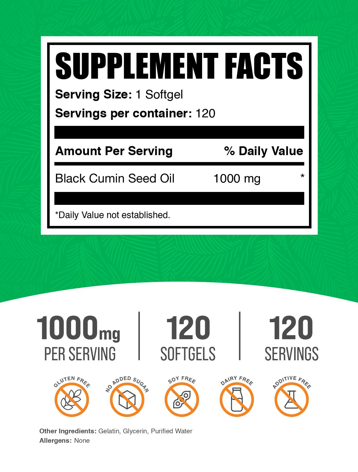 Black Cumin Seed Oil softgel label 120 ct