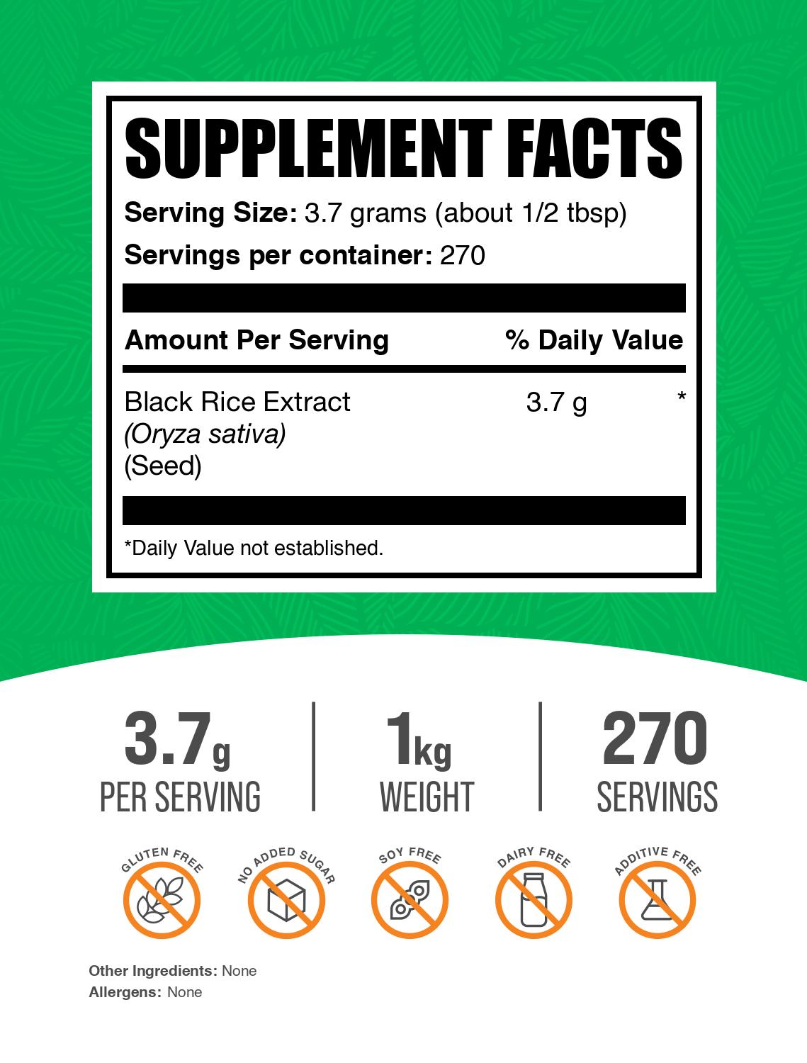 Black rice extract powder label 1kg