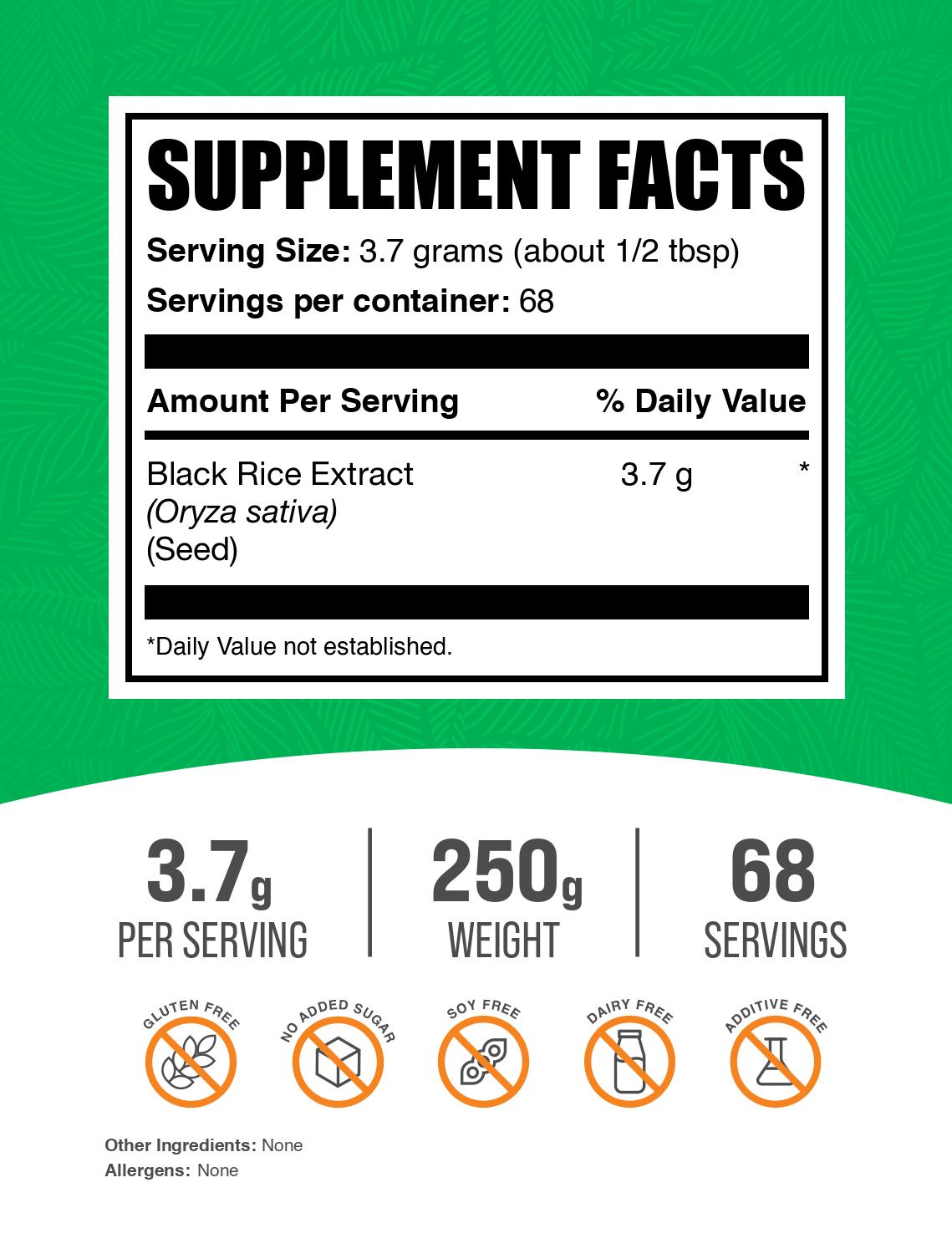 Black rice extract powder label 250g