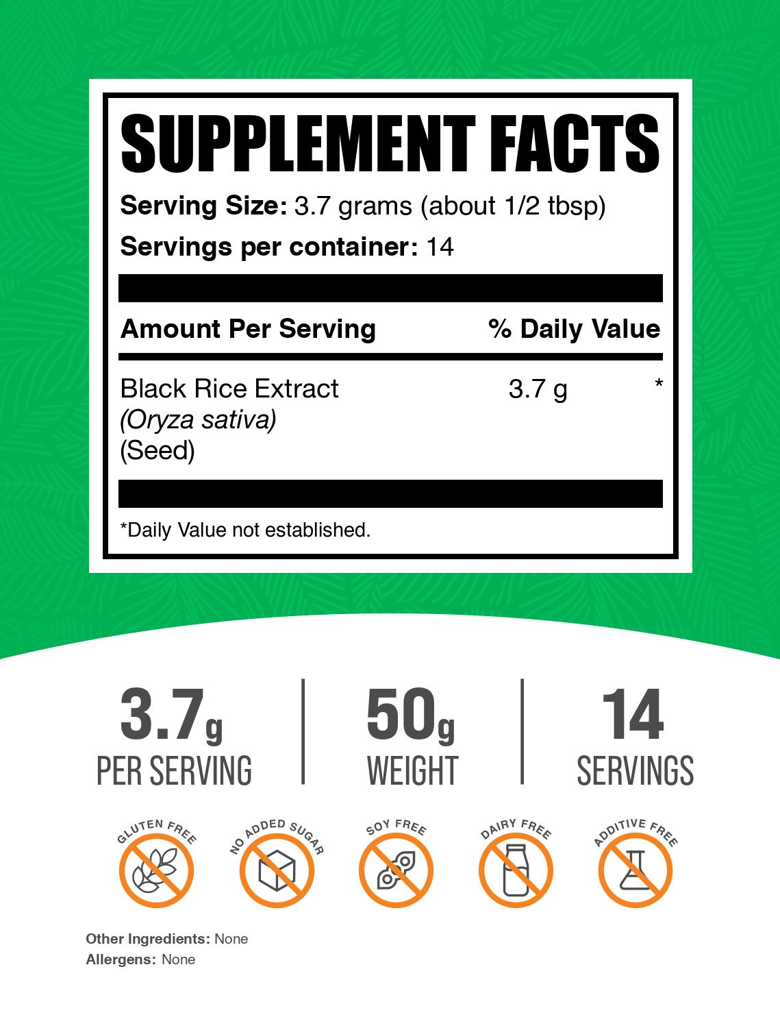 Black rice extract powder label 50g