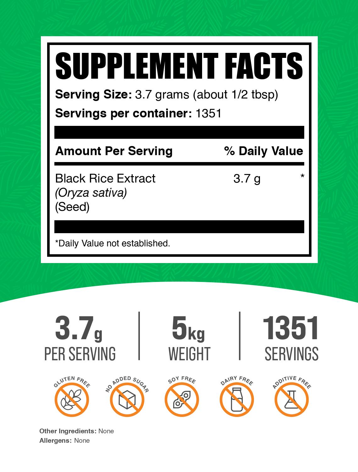 Black rice extract powder label 5kg