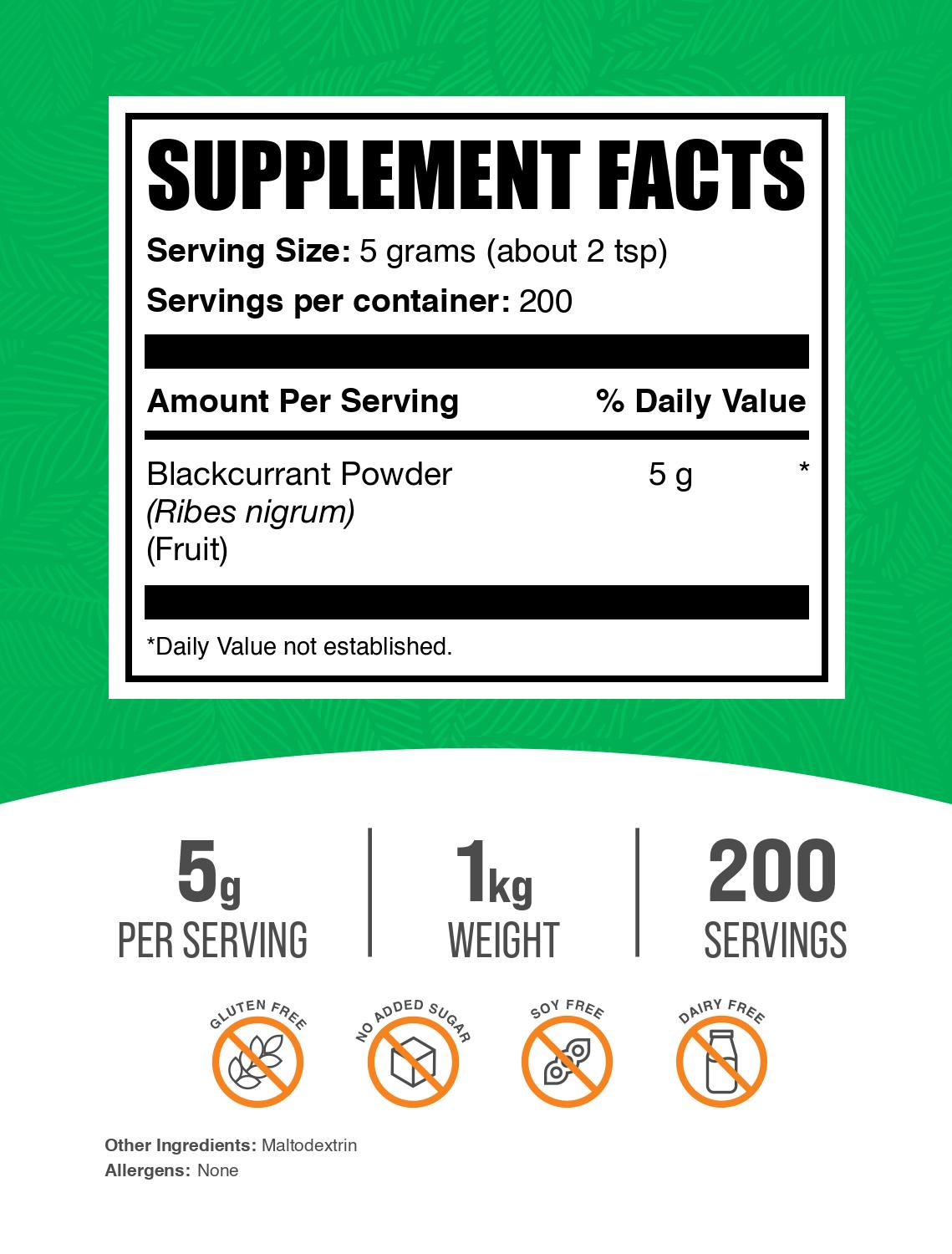 Blackcurrant powder label 1kg