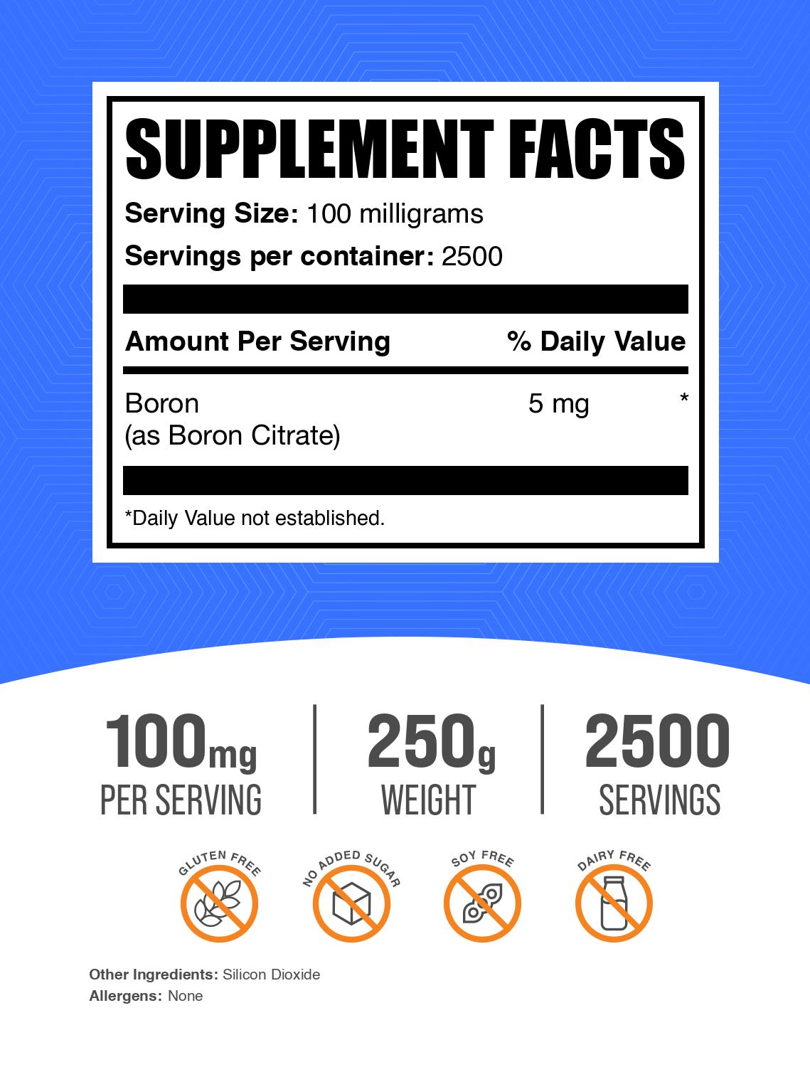 Boron Citrate powder label 250g