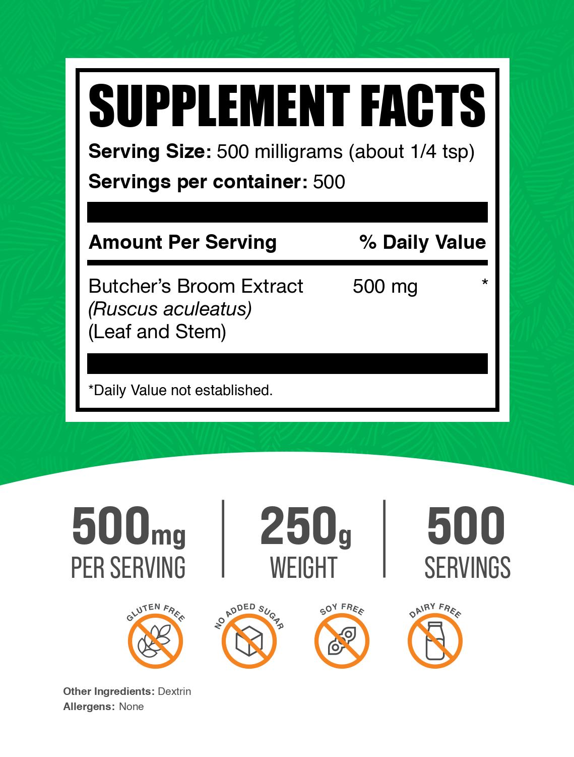 Butcher's Broom Extract powder label 250g