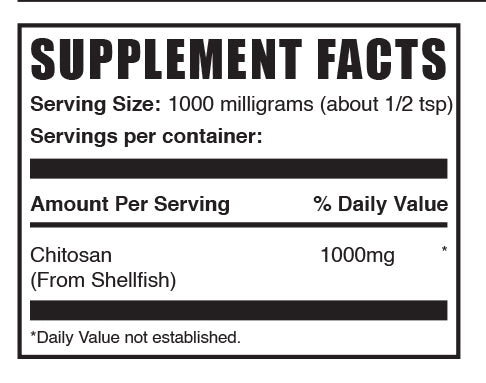 Chitosan powder mini label