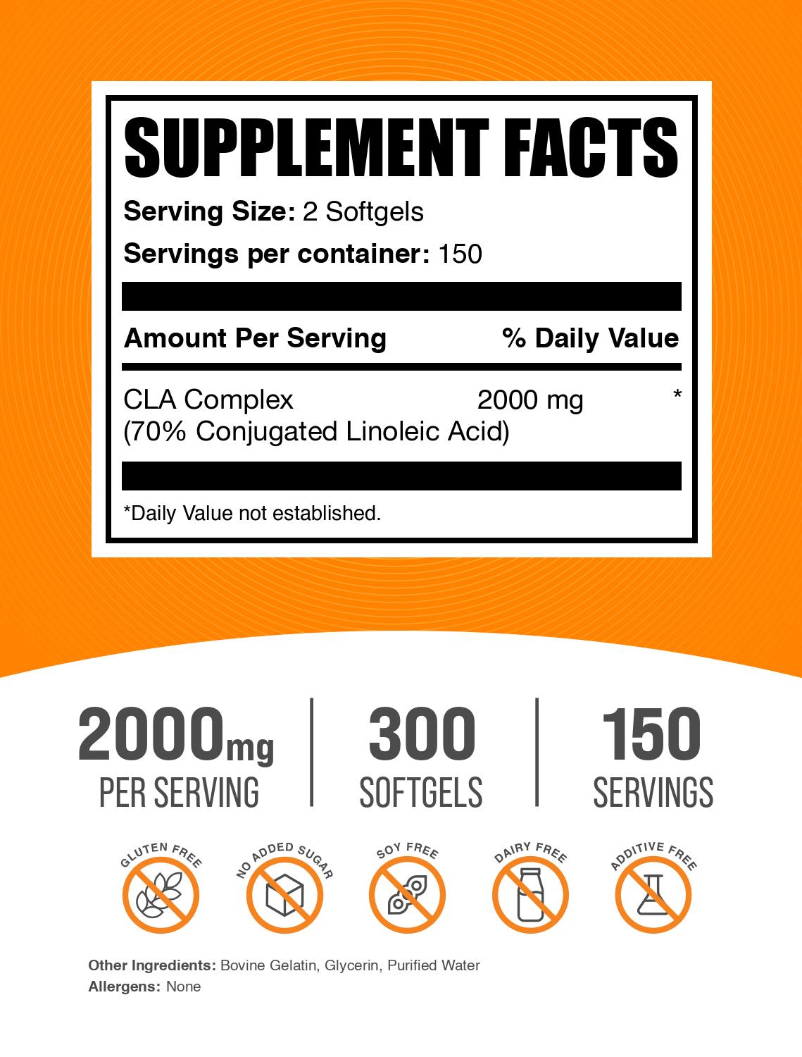 CLA 300 softgels label