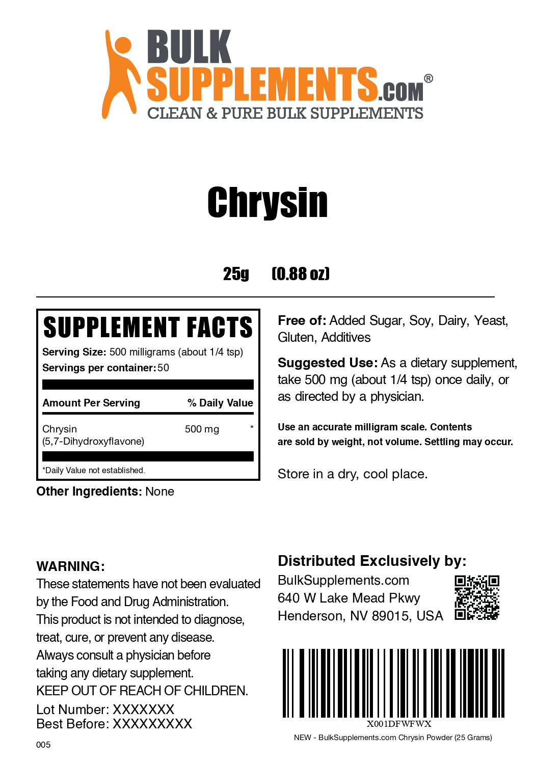 Chrysin powder label 25g