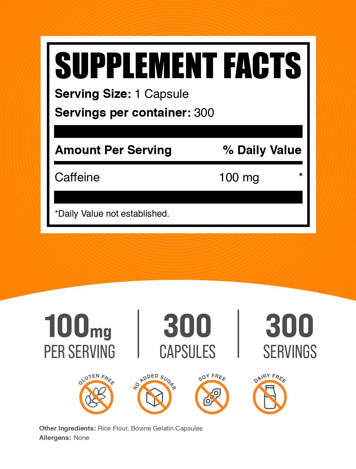 Caffeine Capsules 100mg 300 ct