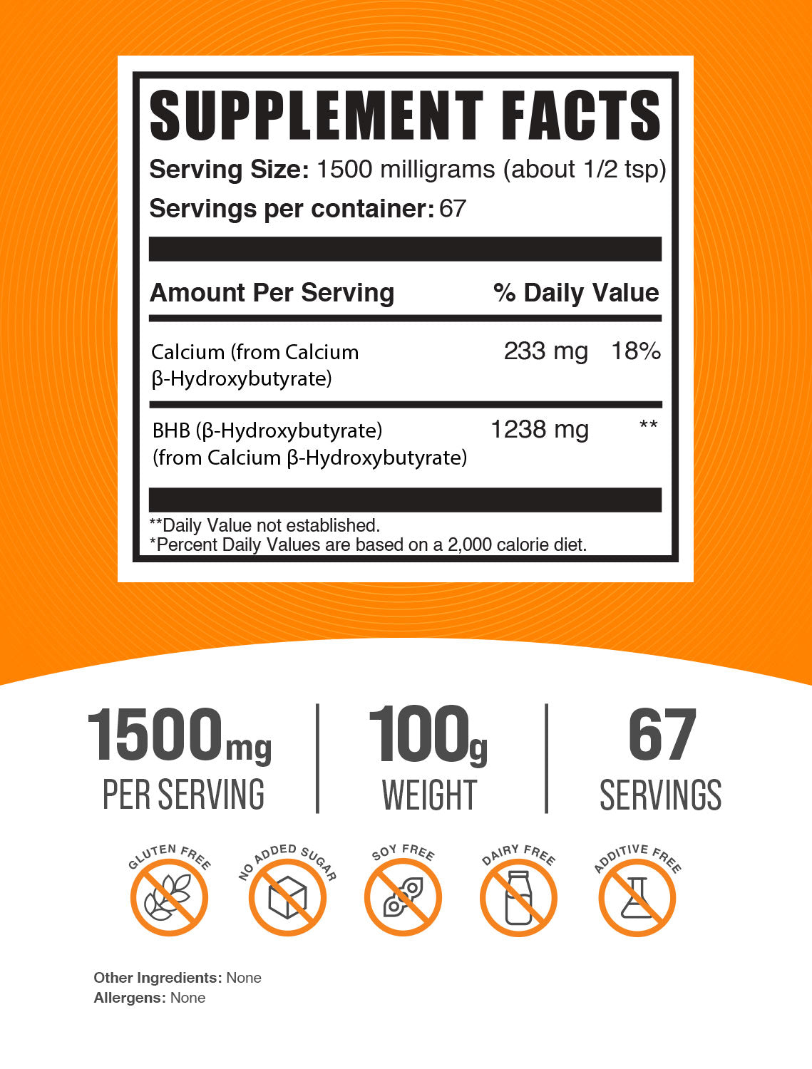 Calcium BHB powder label 100g