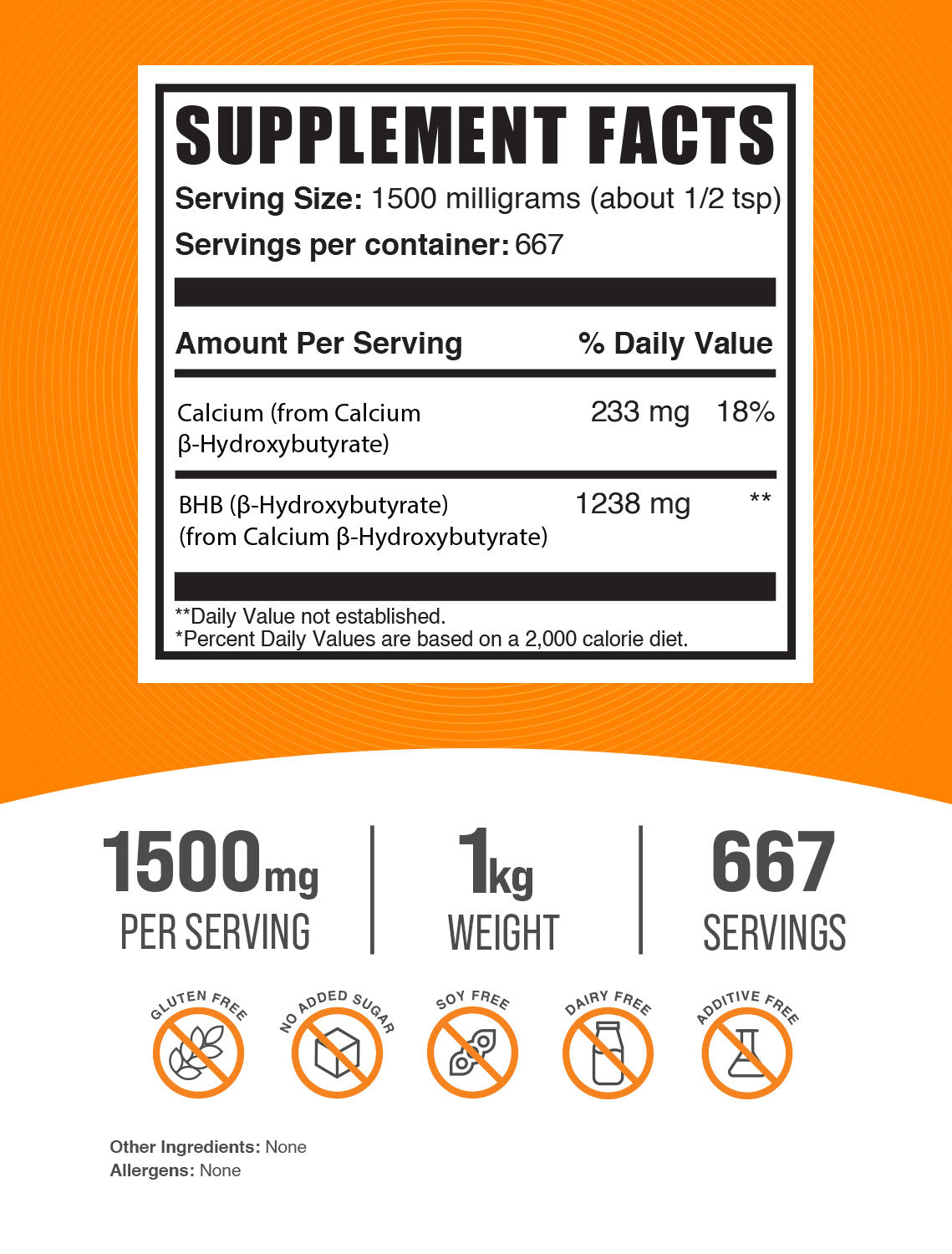 Calcium BHB powder label 1kg