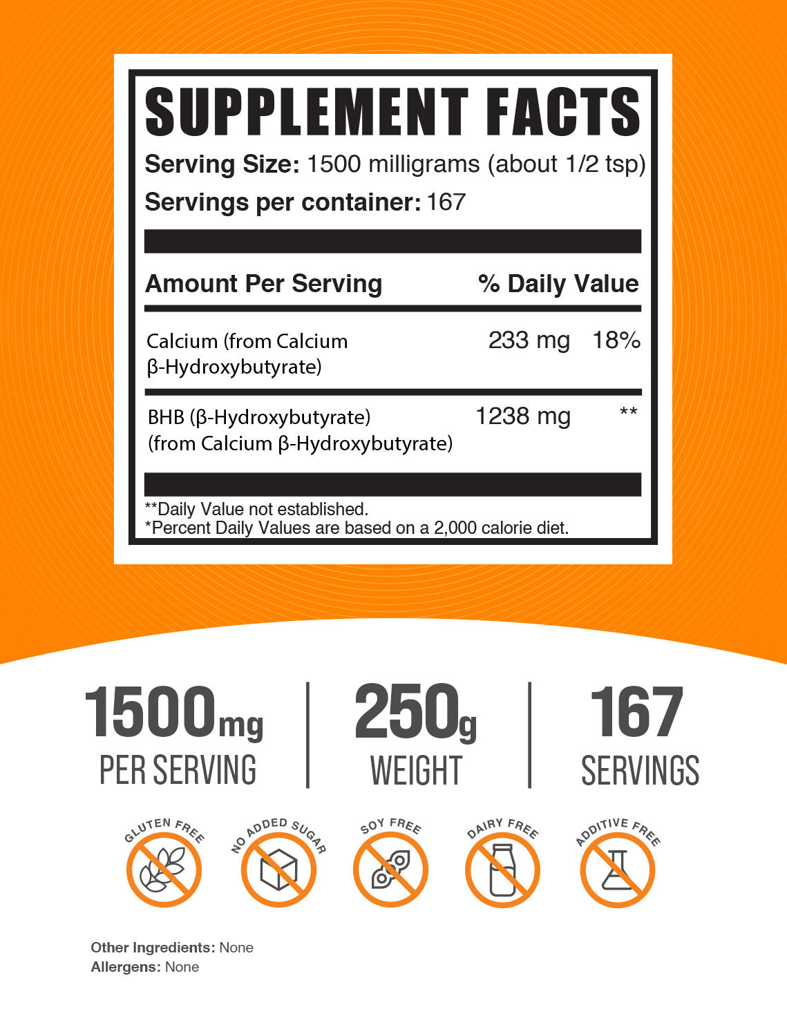 Calcium BHB powder label 250g