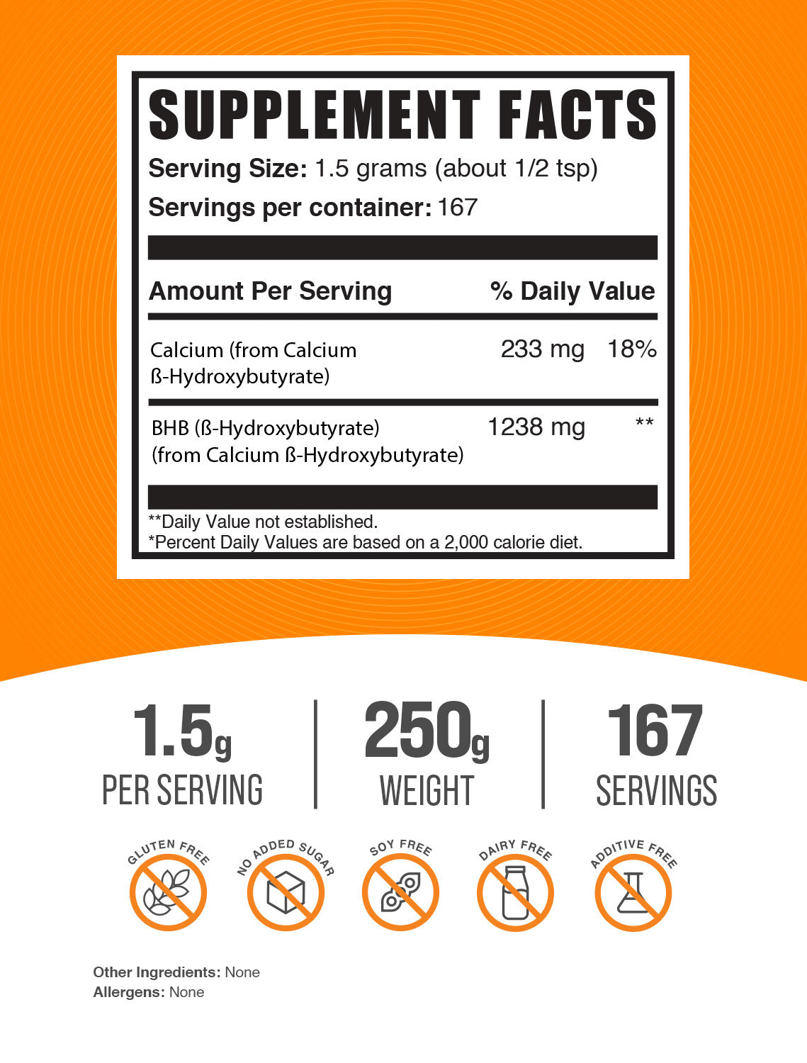 Calcium BHB powder label 250g