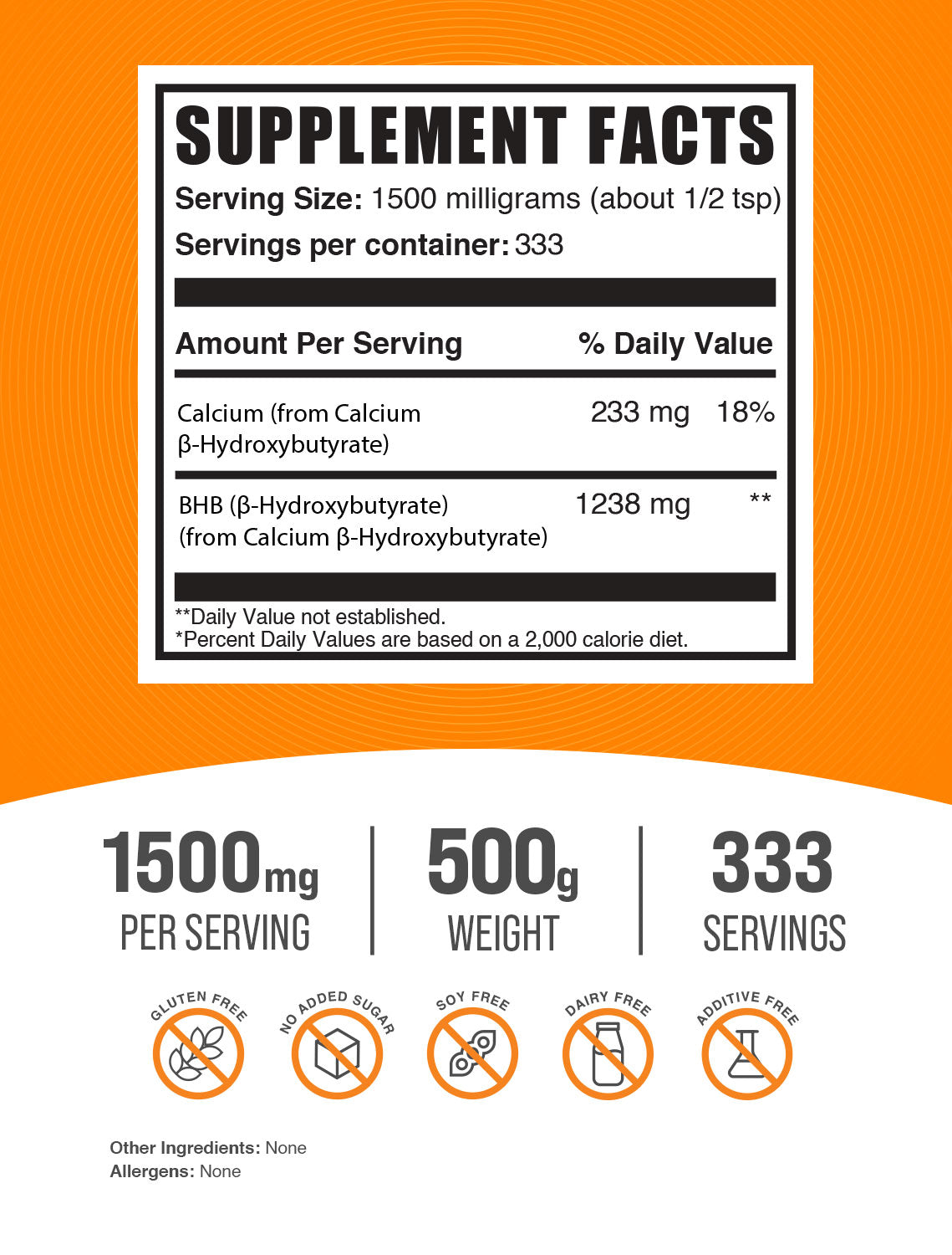 Calcium BHB powder label 500g