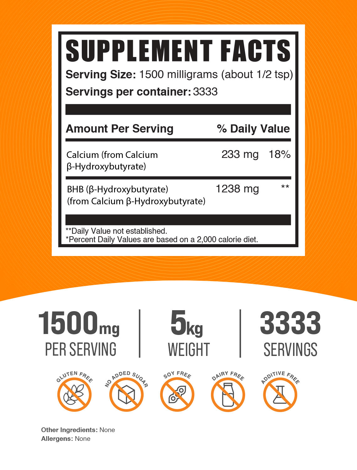 Calcium BHB powder label 5kg