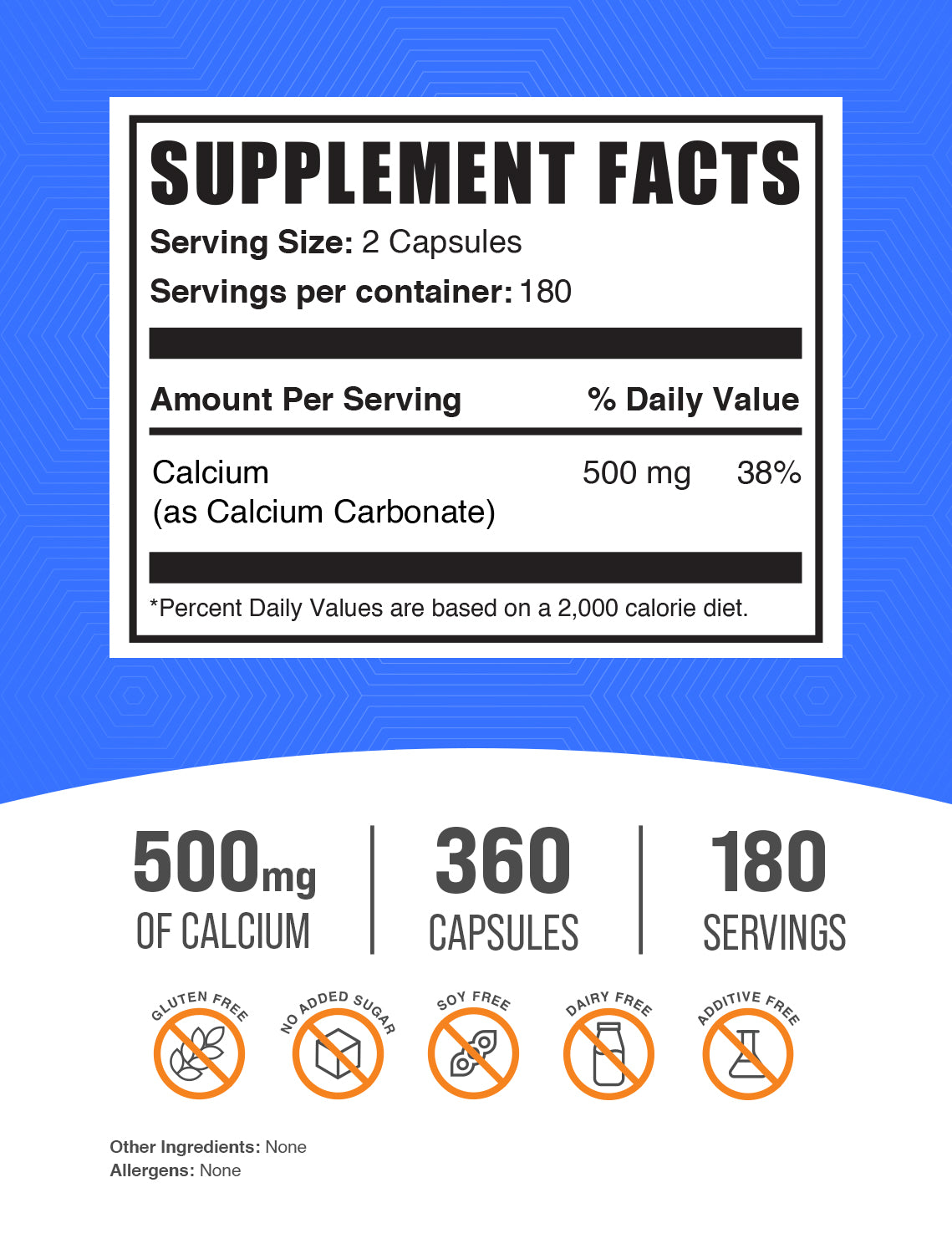 Calcium carbonate capsules 360 ct label