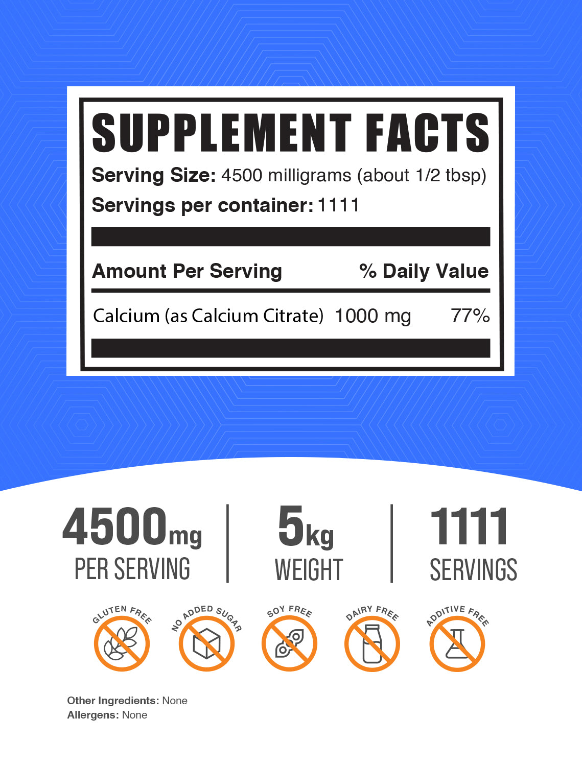 Calcium citrate powder label 5kg